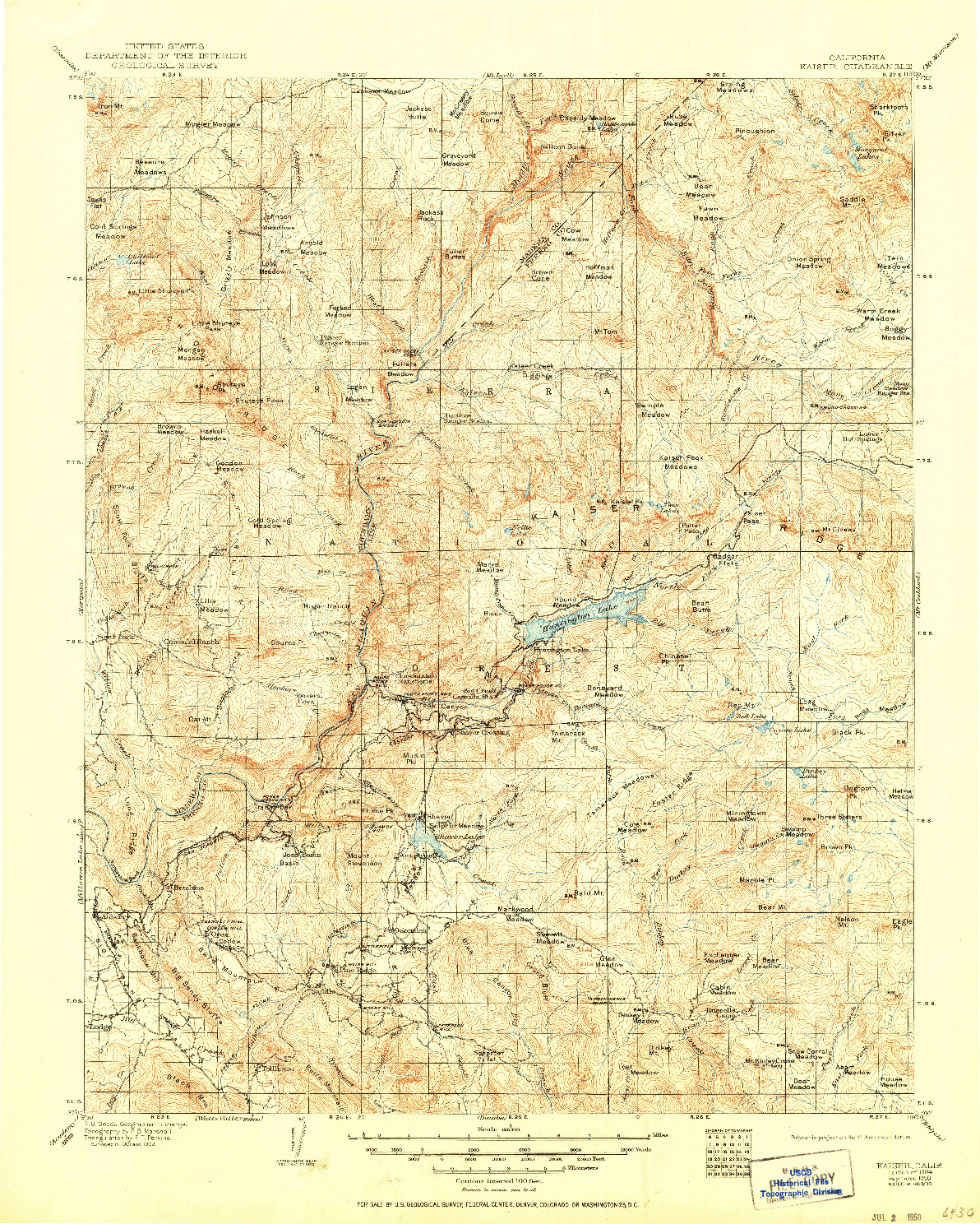 USGS 1:125000-SCALE QUADRANGLE FOR KAISER, CA 1904