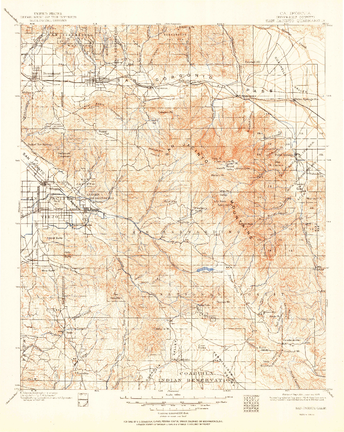 USGS 1:125000-SCALE QUADRANGLE FOR SAN JACINTO, CA 1901