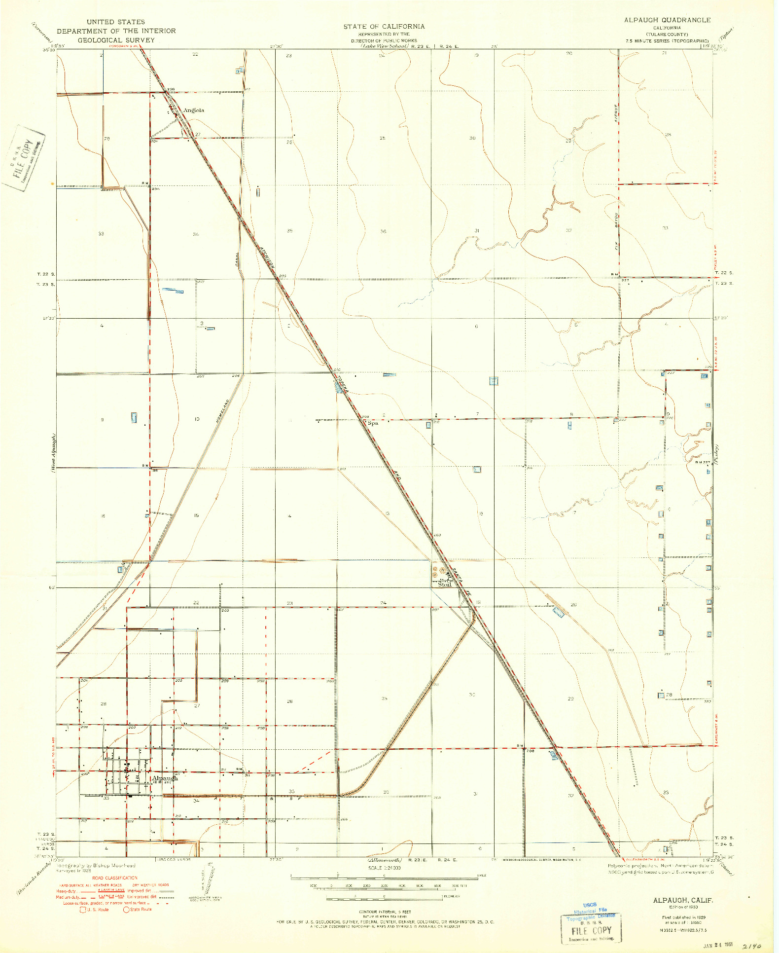 USGS 1:24000-SCALE QUADRANGLE FOR ALPAUGH, CA 1950