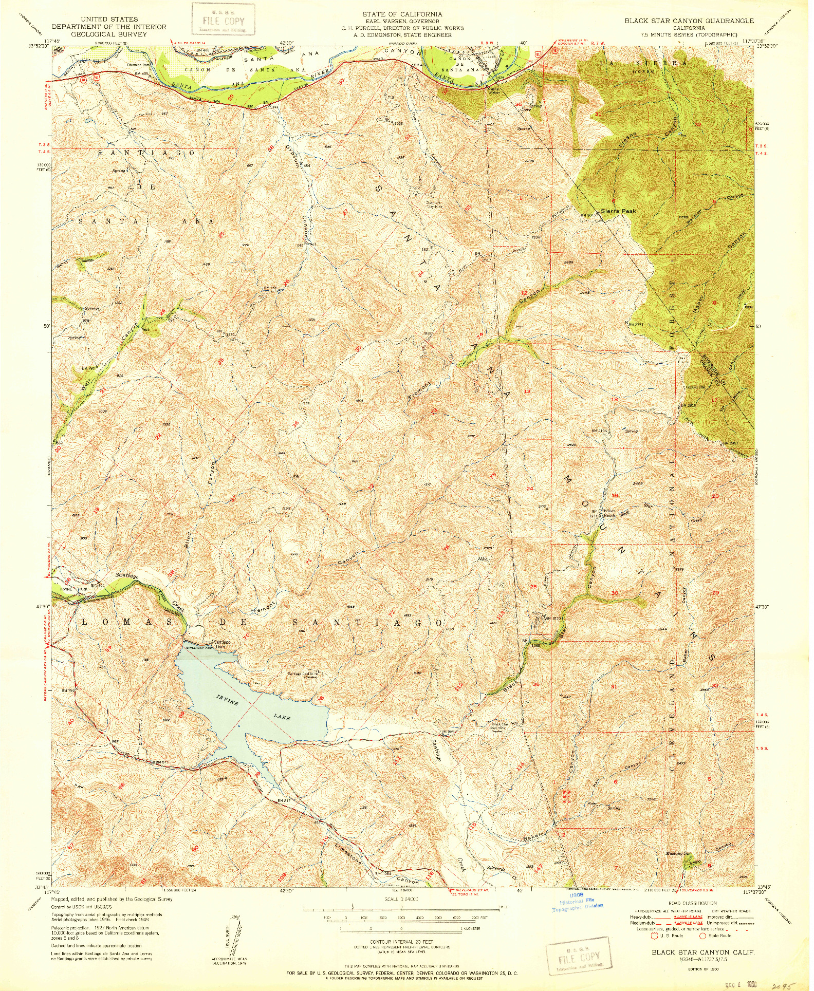 USGS 1:24000-SCALE QUADRANGLE FOR BLACK STAR CANYON, CA 1950