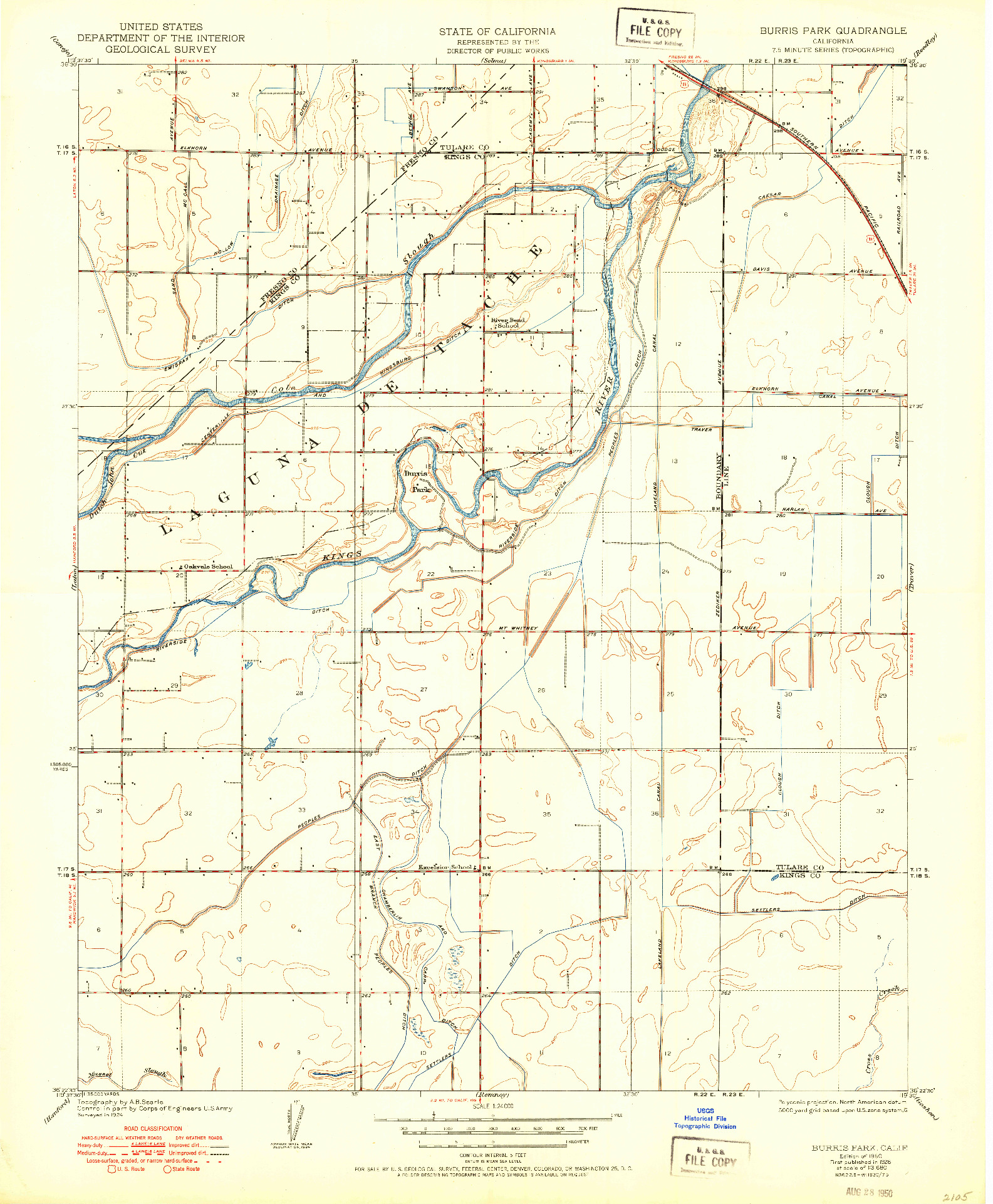 USGS 1:24000-SCALE QUADRANGLE FOR BURRIS PARK, CA 1950