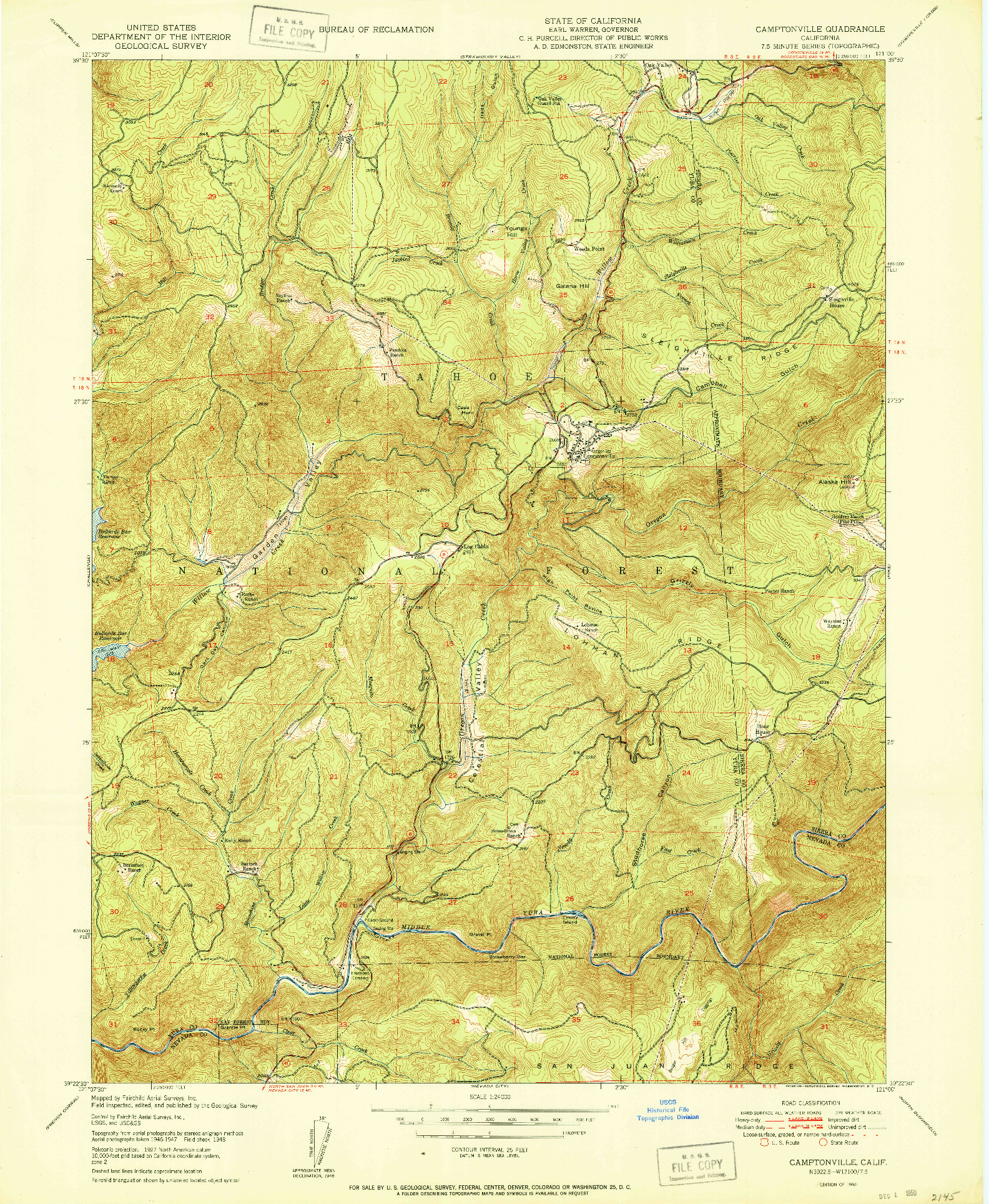 USGS 1:24000-SCALE QUADRANGLE FOR CAMPTONVILLE, CA 1950