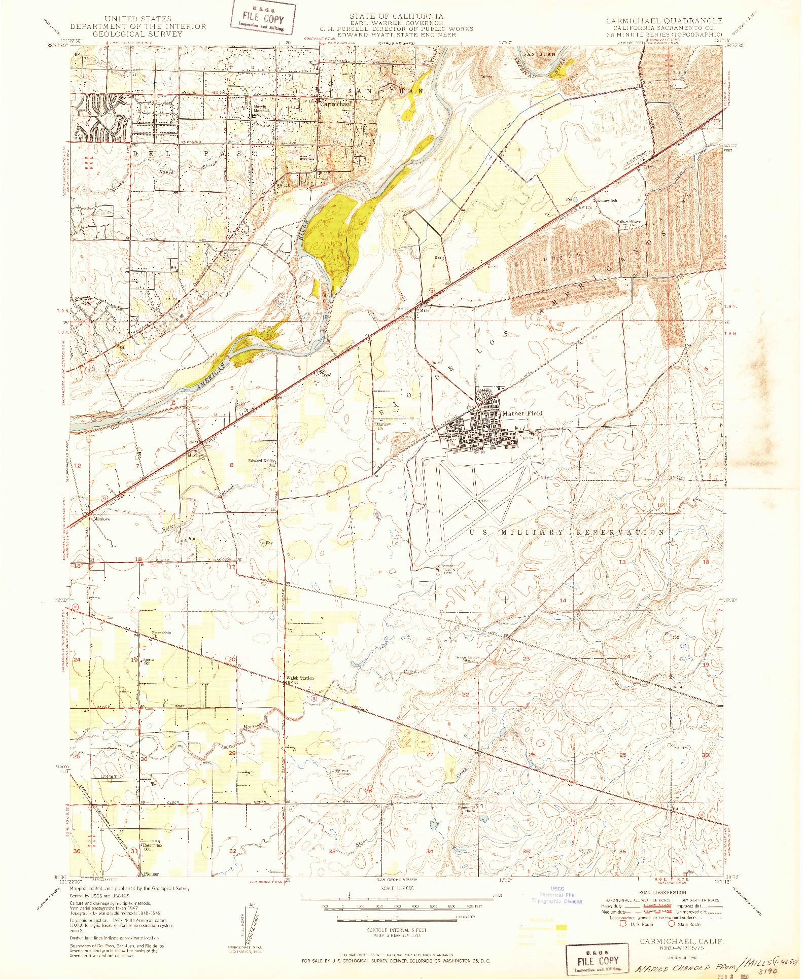 USGS 1:24000-SCALE QUADRANGLE FOR CARMICHAEL, CA 1950