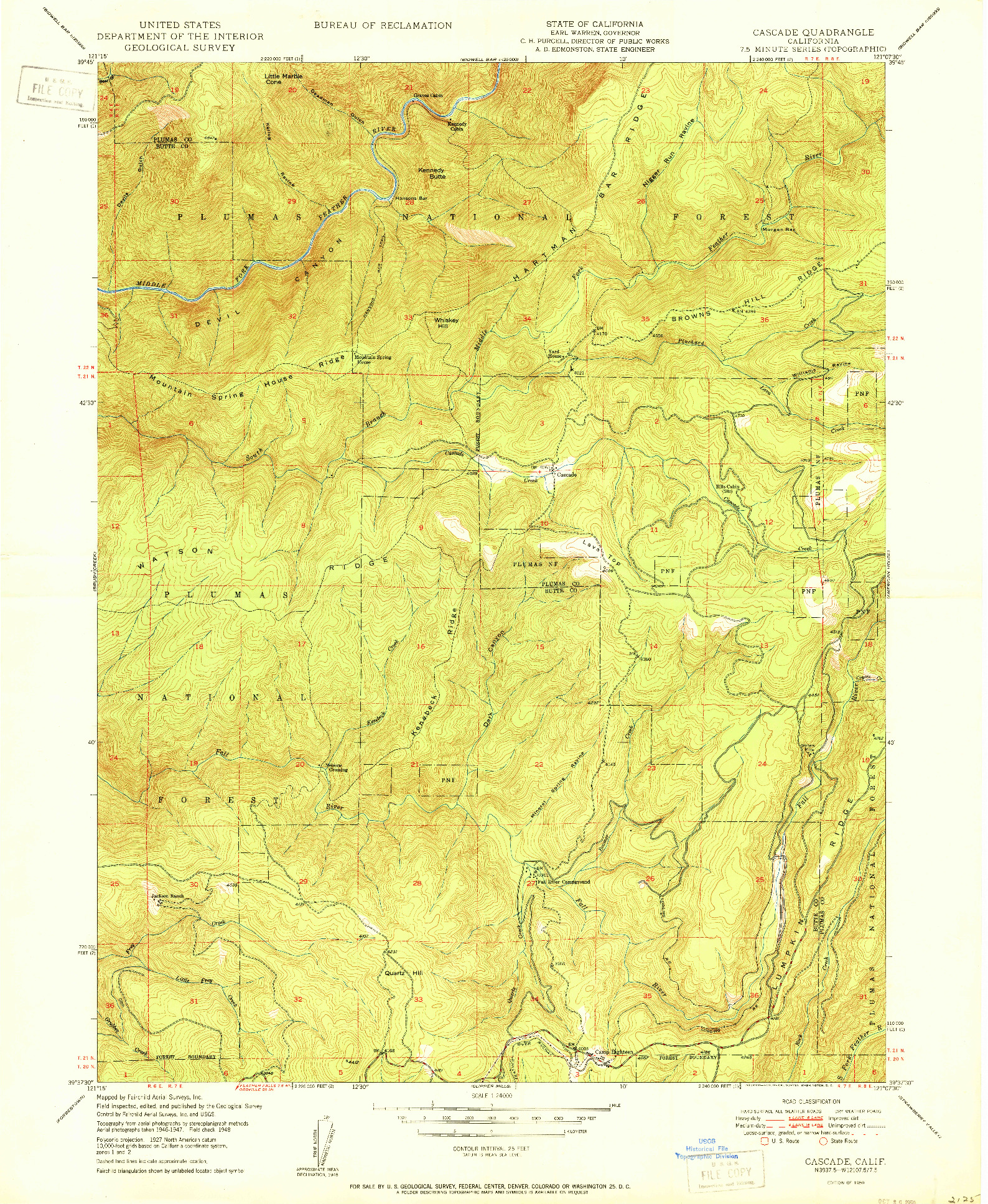 USGS 1:24000-SCALE QUADRANGLE FOR CASCADE, CA 1950