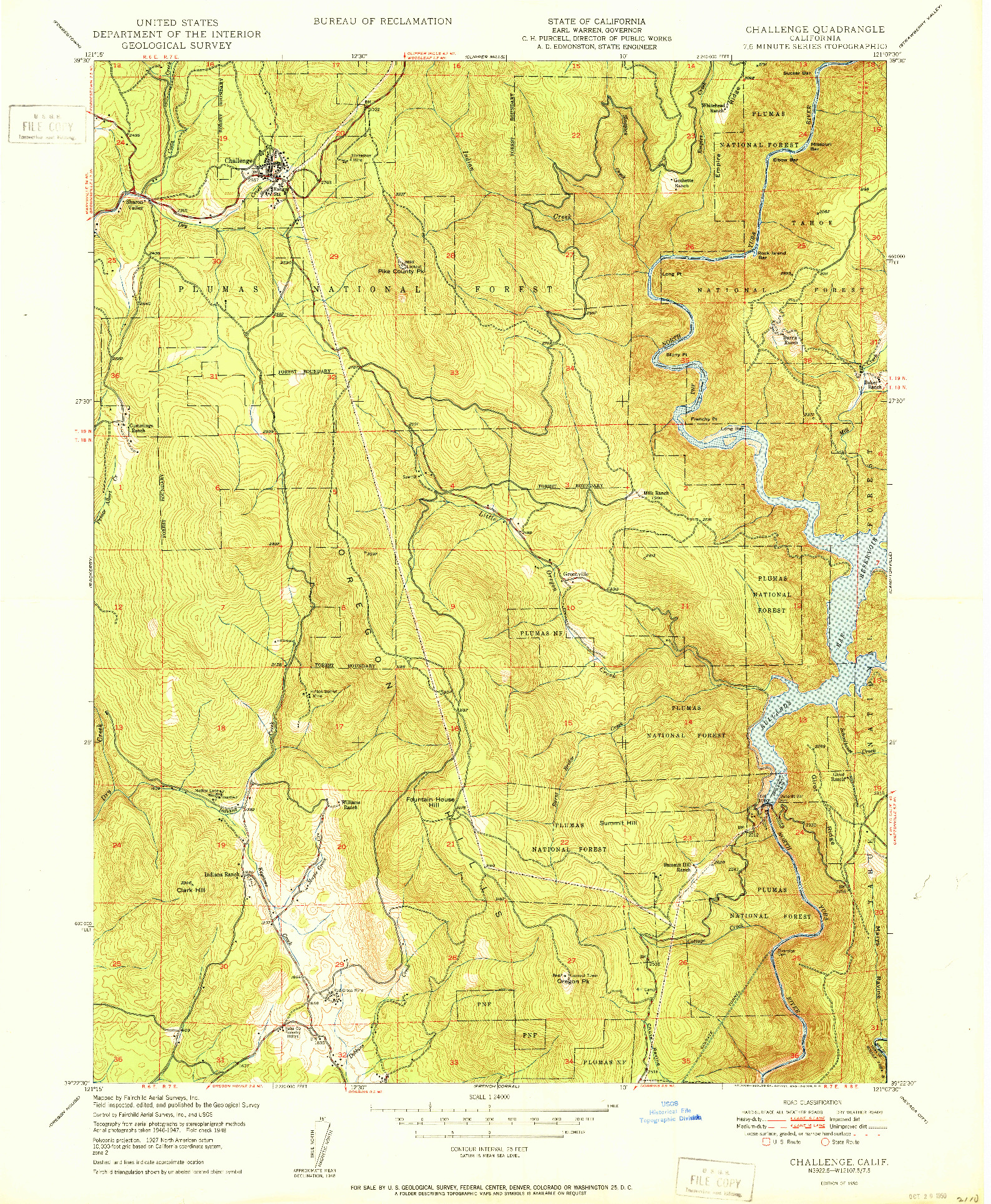 USGS 1:24000-SCALE QUADRANGLE FOR CHALLENGE, CA 1950