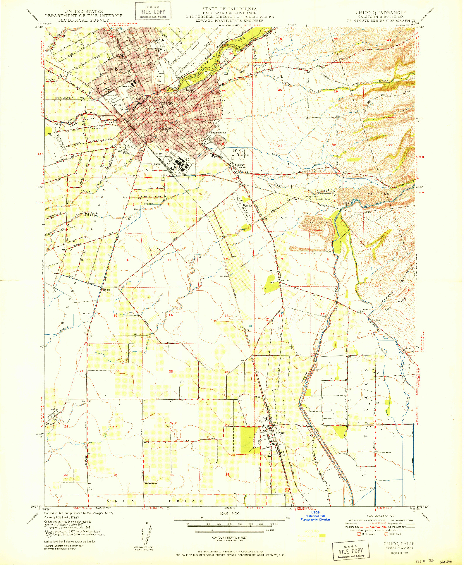 USGS 1:24000-SCALE QUADRANGLE FOR CHICO, CA 1950