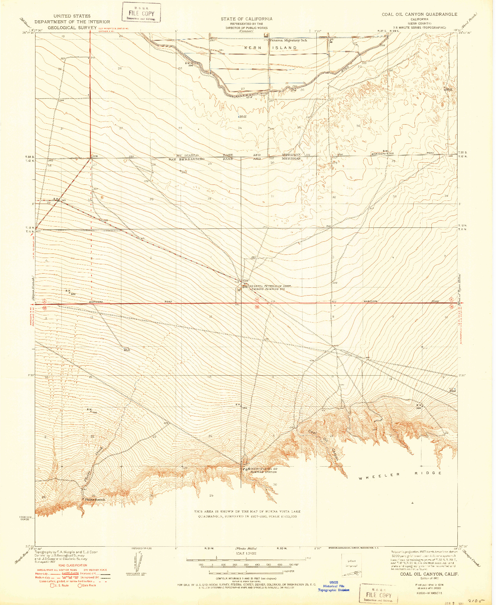 USGS 1:24000-SCALE QUADRANGLE FOR COAL OIL CANYON, CA 1950