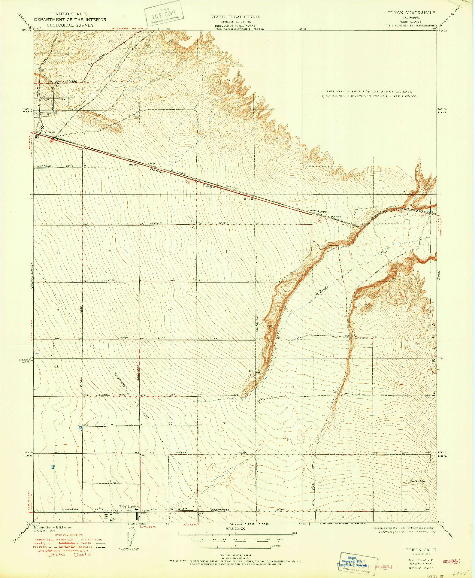 USGS 1:24000-SCALE QUADRANGLE FOR EDISON, CA 1950