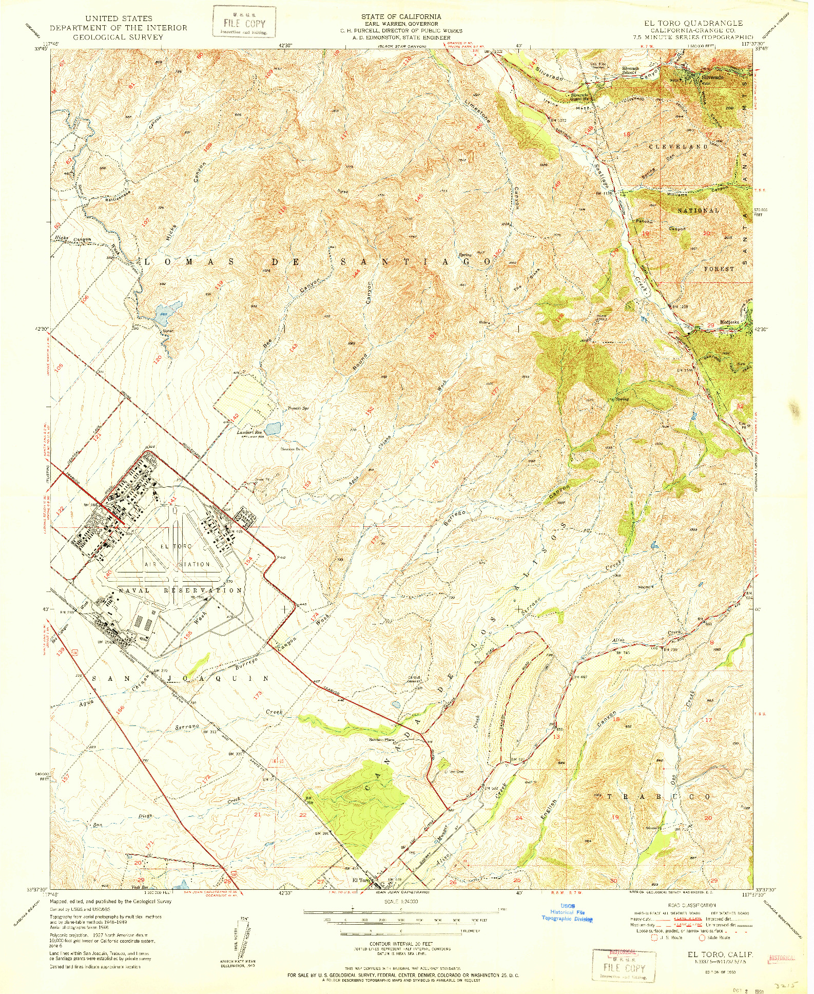 USGS 1:24000-SCALE QUADRANGLE FOR EL TORO, CA 1950