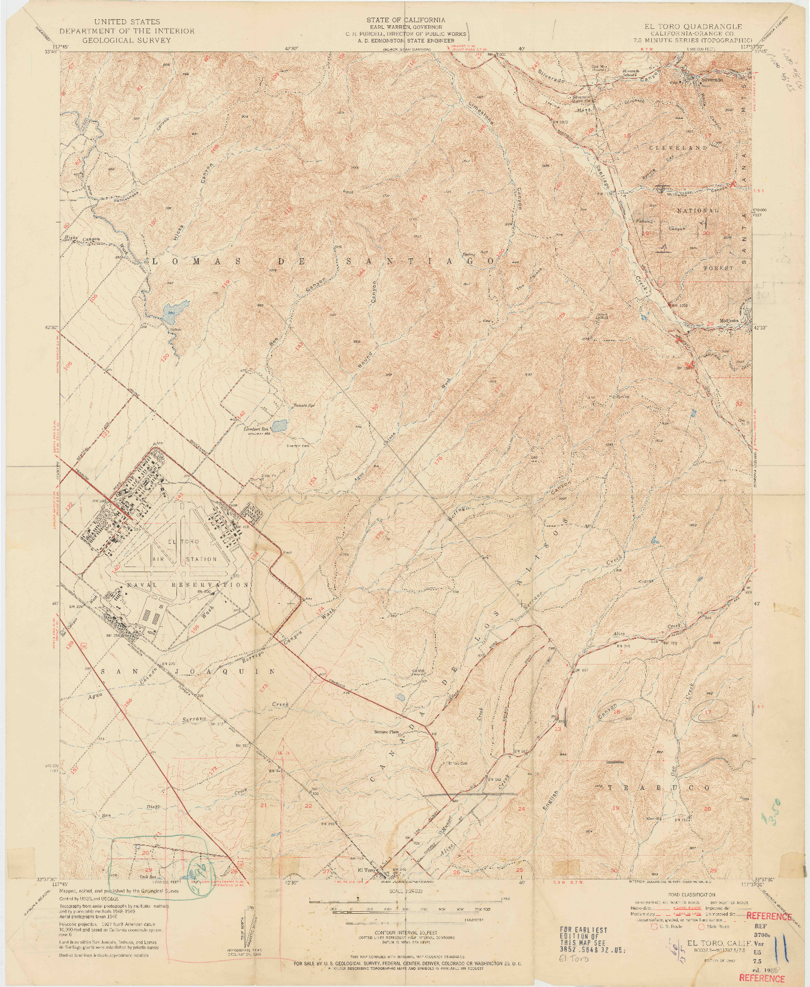 USGS 1:24000-SCALE QUADRANGLE FOR EL TORO, CA 1950