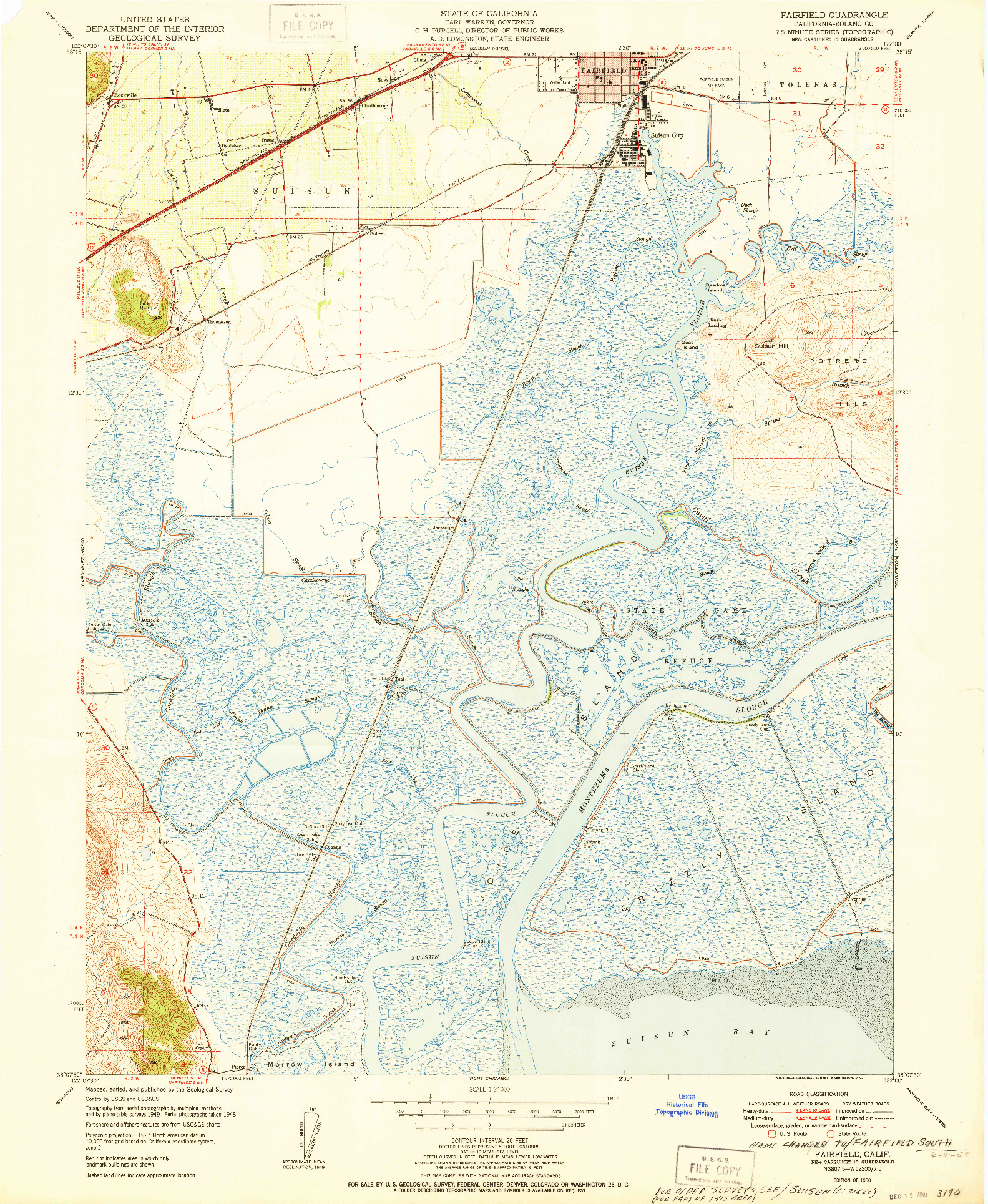 USGS 1:24000-SCALE QUADRANGLE FOR FAIRFIELD, CA 1950
