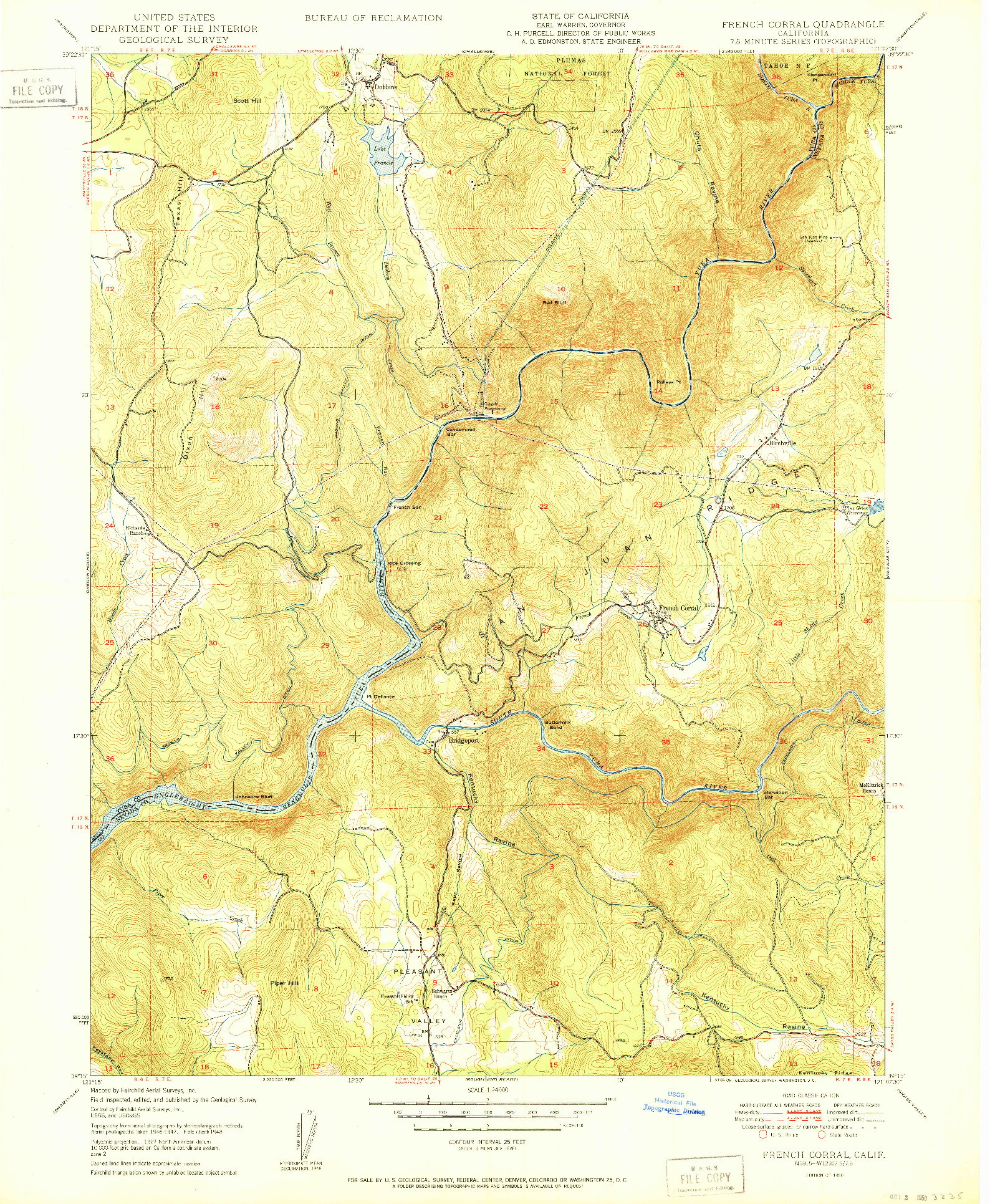 USGS 1:24000-SCALE QUADRANGLE FOR FRENCH CORRAL, CA 1950