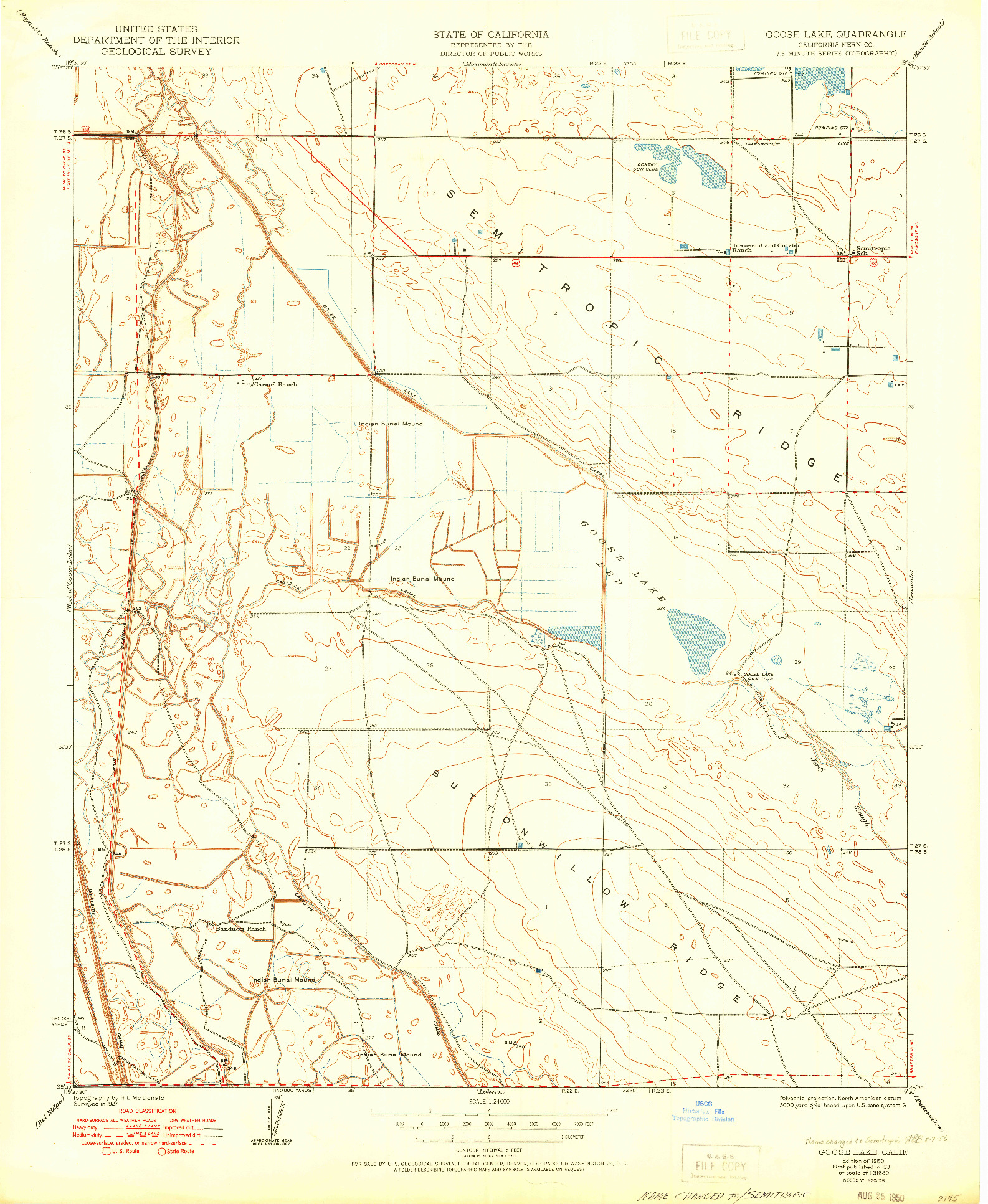 USGS 1:24000-SCALE QUADRANGLE FOR GOOSE LAKE, CA 1950