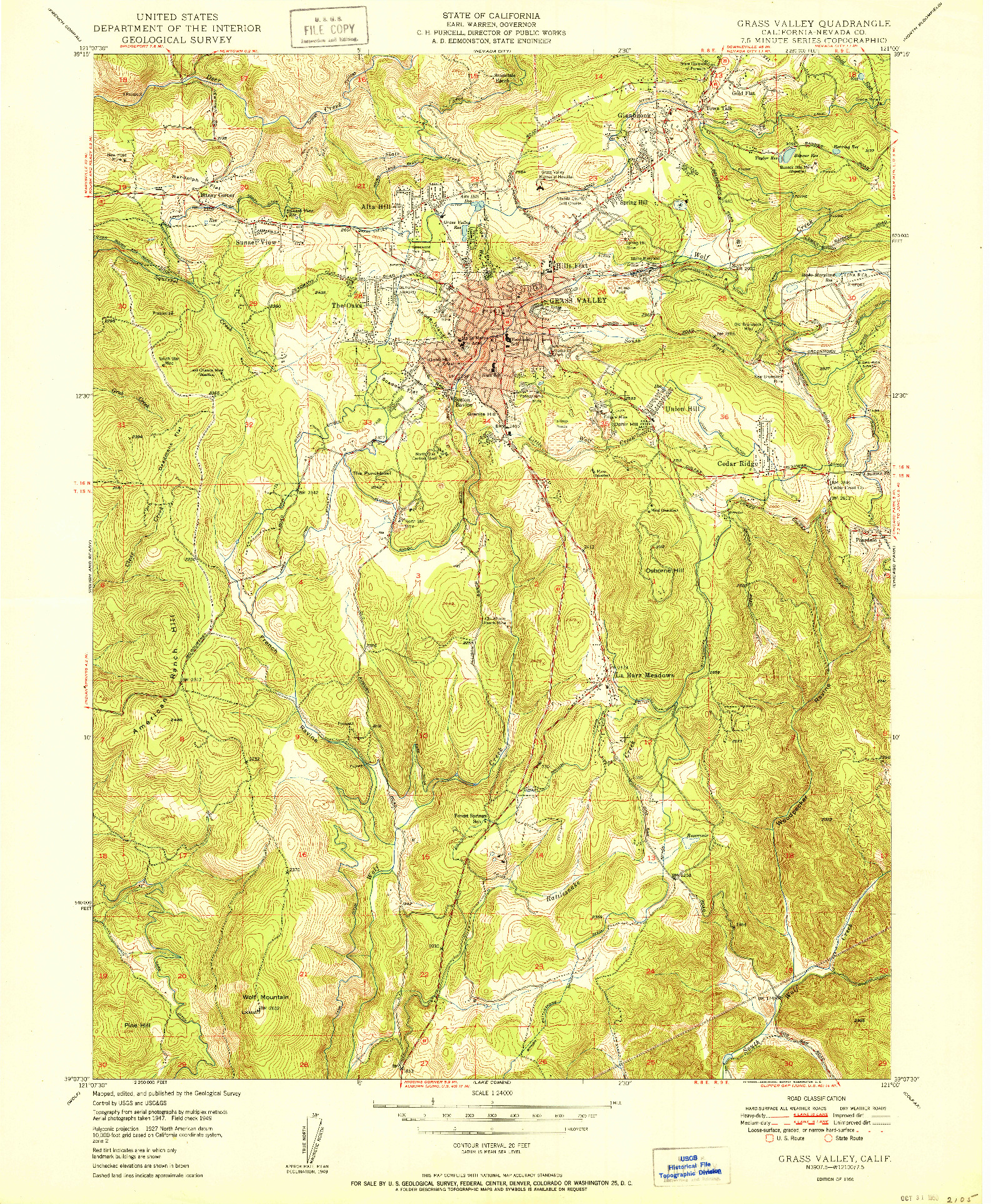 USGS 1:24000-SCALE QUADRANGLE FOR GRASS VALLEY, CA 1950