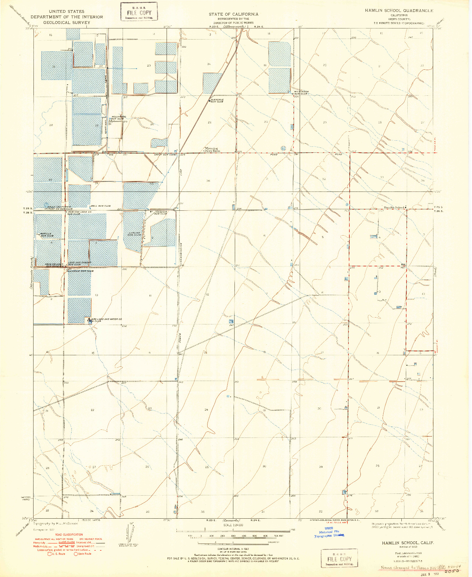 USGS 1:24000-SCALE QUADRANGLE FOR HAMLIN SCHOOL, CA 1950