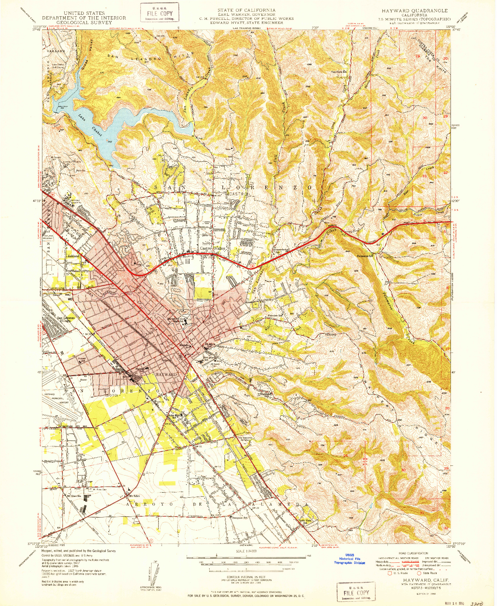 USGS 1:24000-SCALE QUADRANGLE FOR HAYWARD, CA 1950