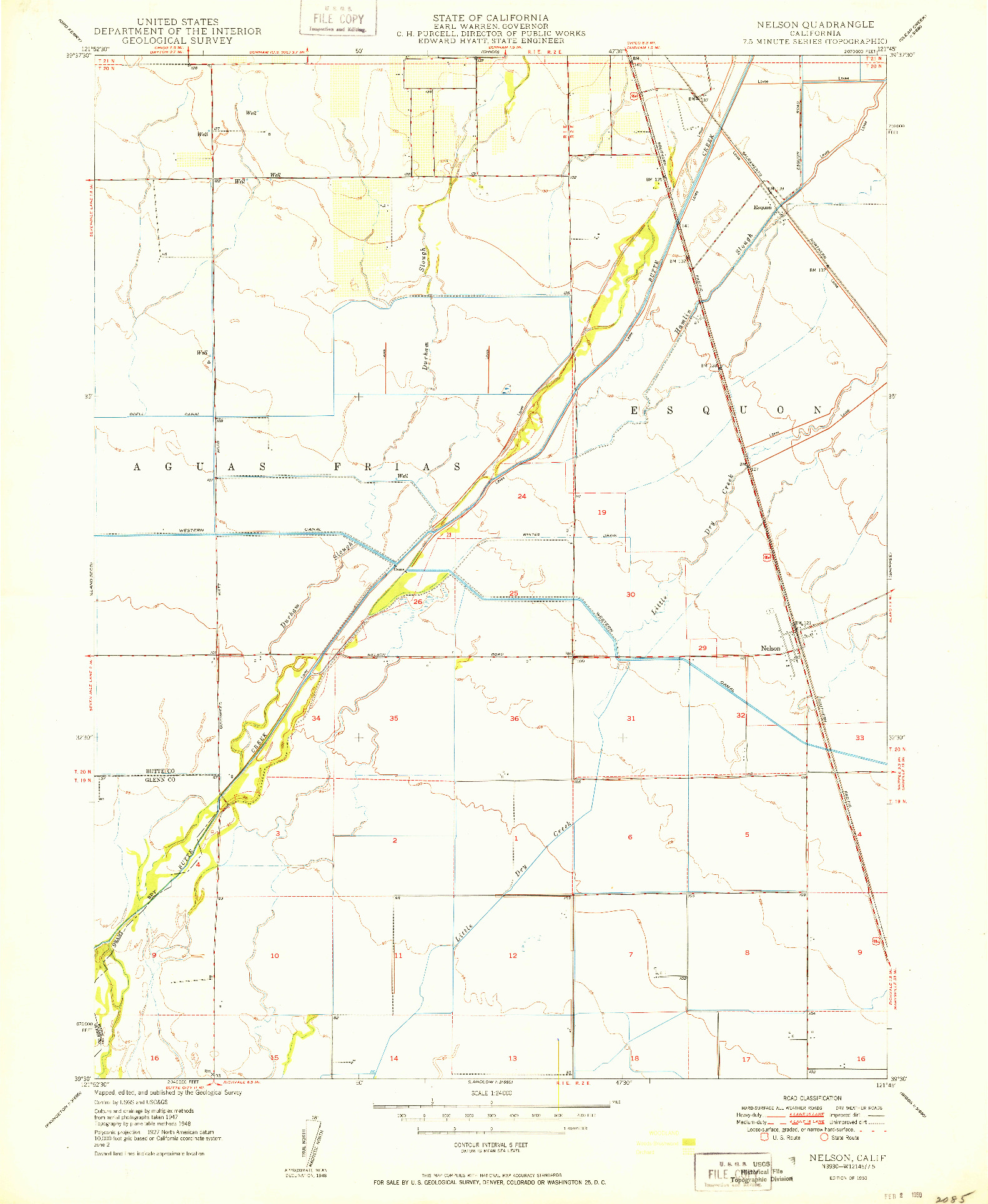 USGS 1:24000-SCALE QUADRANGLE FOR NELSON, CA 1950