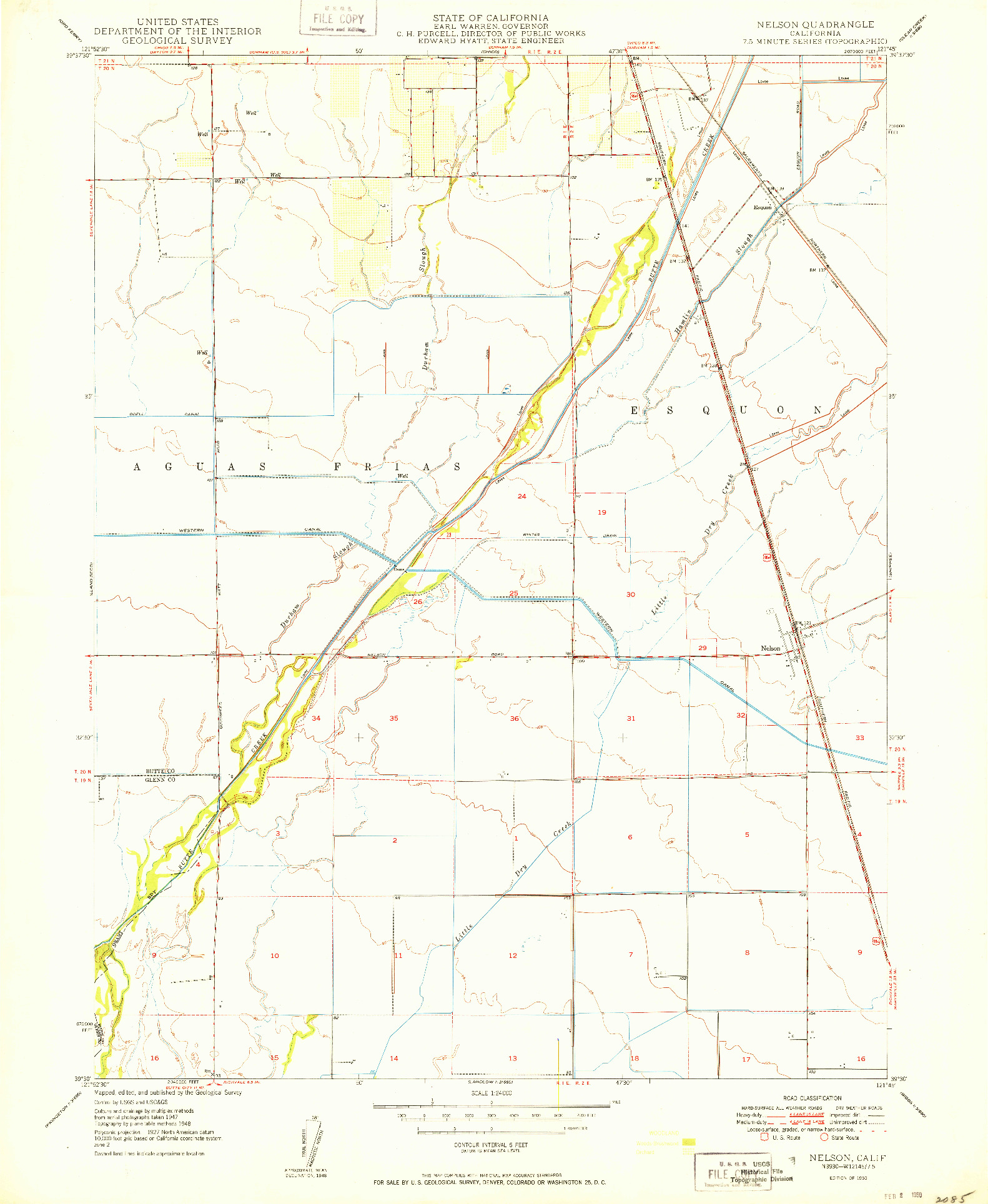 USGS 1:24000-SCALE QUADRANGLE FOR NELSON, CA 1950