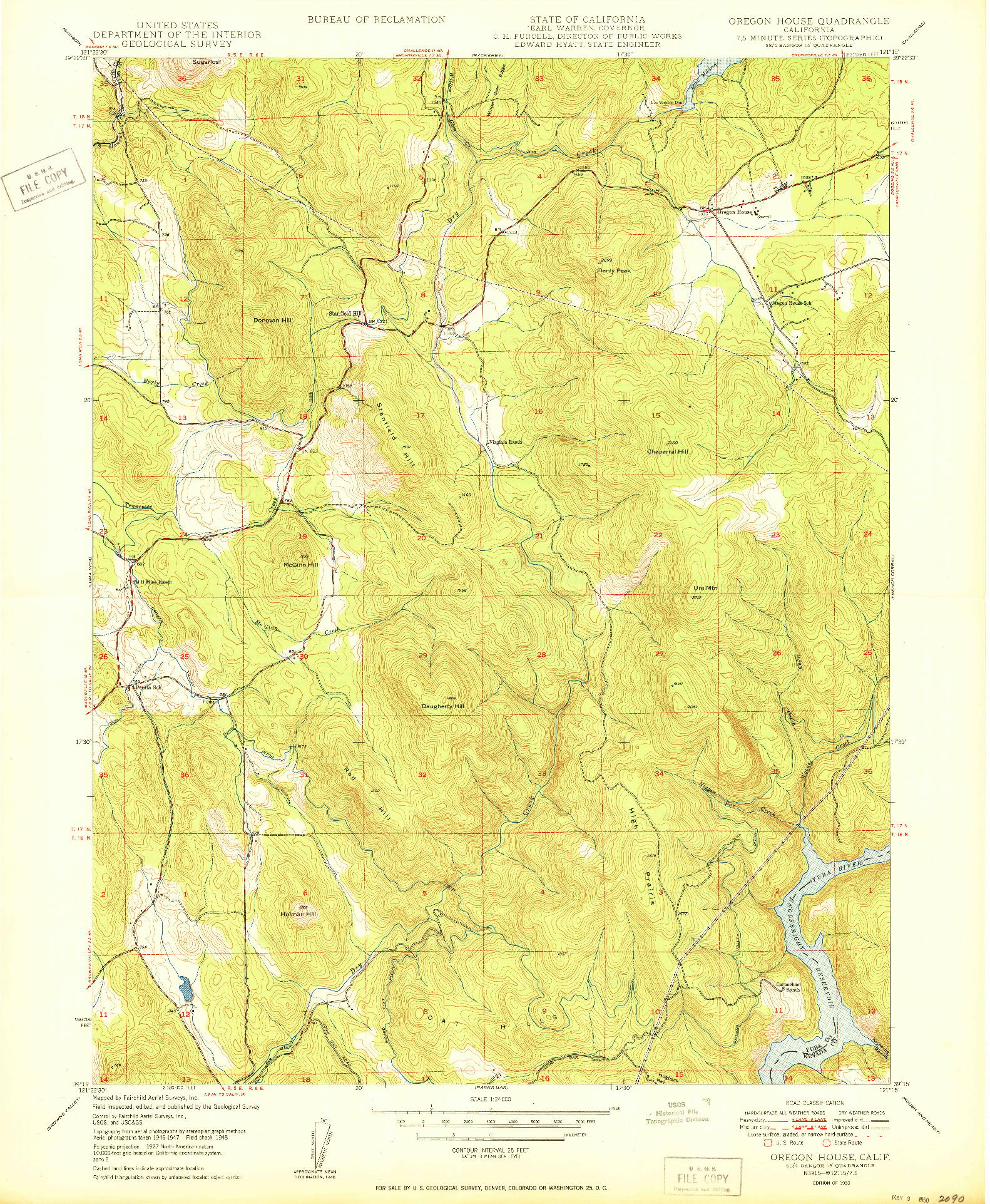 USGS 1:24000-SCALE QUADRANGLE FOR OREGON HOUSE, CA 1950