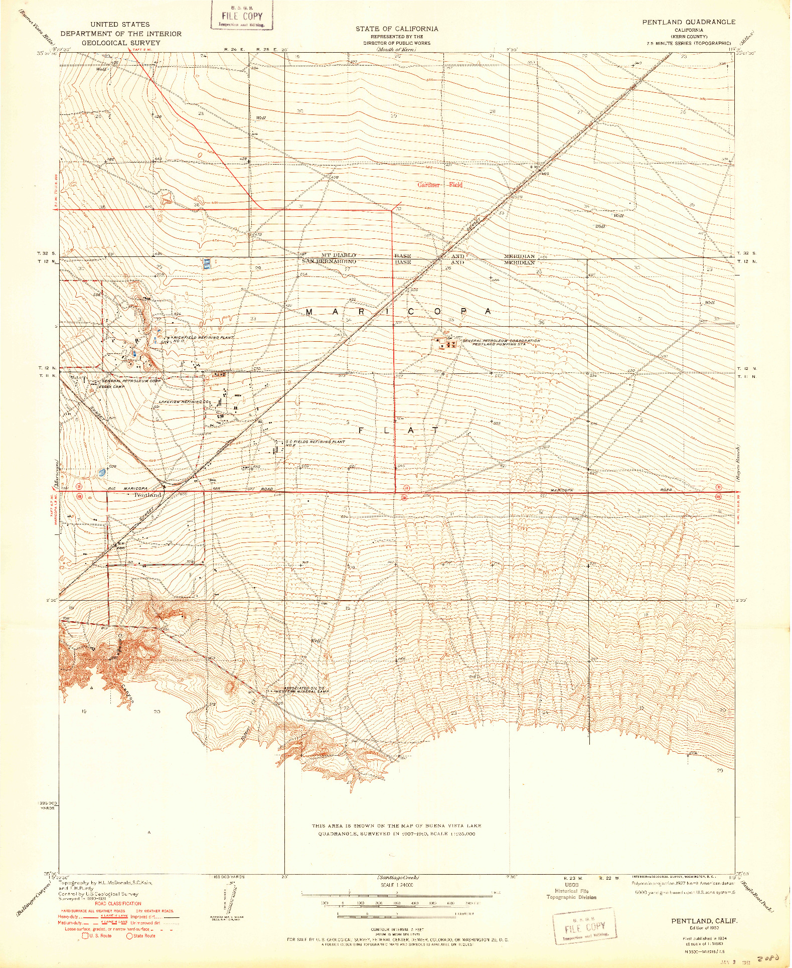 USGS 1:24000-SCALE QUADRANGLE FOR PENTLAND, CA 1950