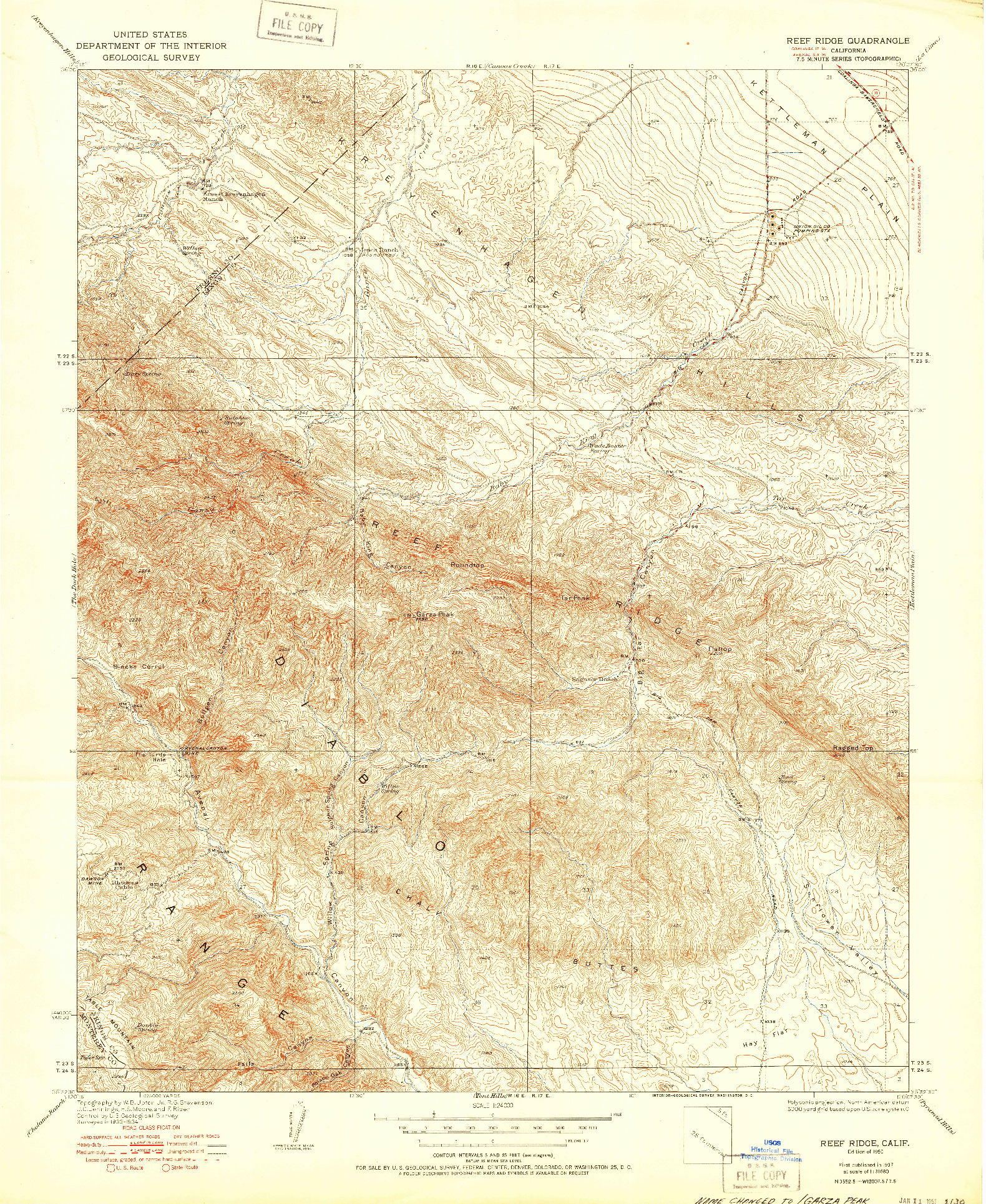 USGS 1:24000-SCALE QUADRANGLE FOR REEF RIDGE, CA 1950