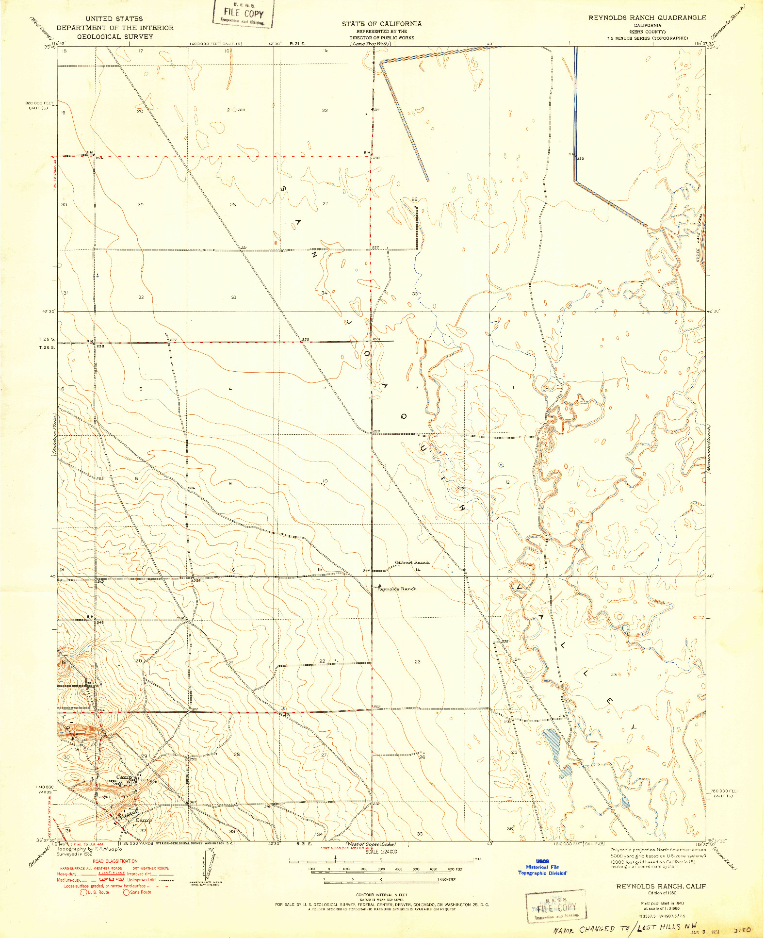 USGS 1:24000-SCALE QUADRANGLE FOR REYNOLDS RANCH, CA 1950