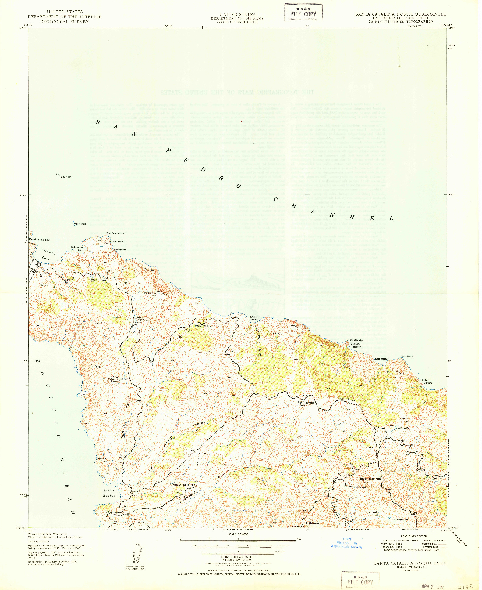 USGS 1:24000-SCALE QUADRANGLE FOR SANTA CATALINA NORTH, CA 1950