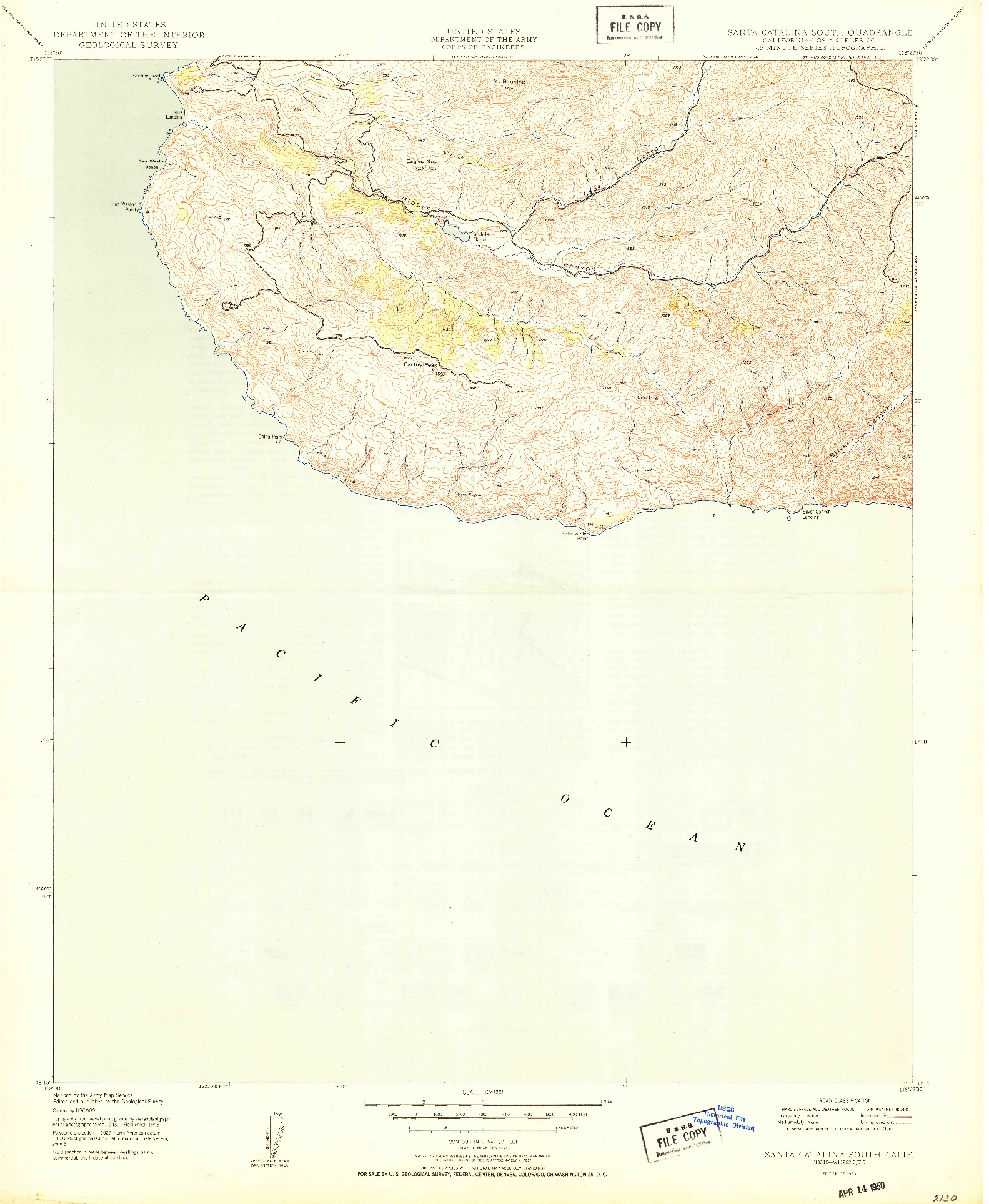 USGS 1:24000-SCALE QUADRANGLE FOR SANTA CATALINA SOUTH, CA 1950