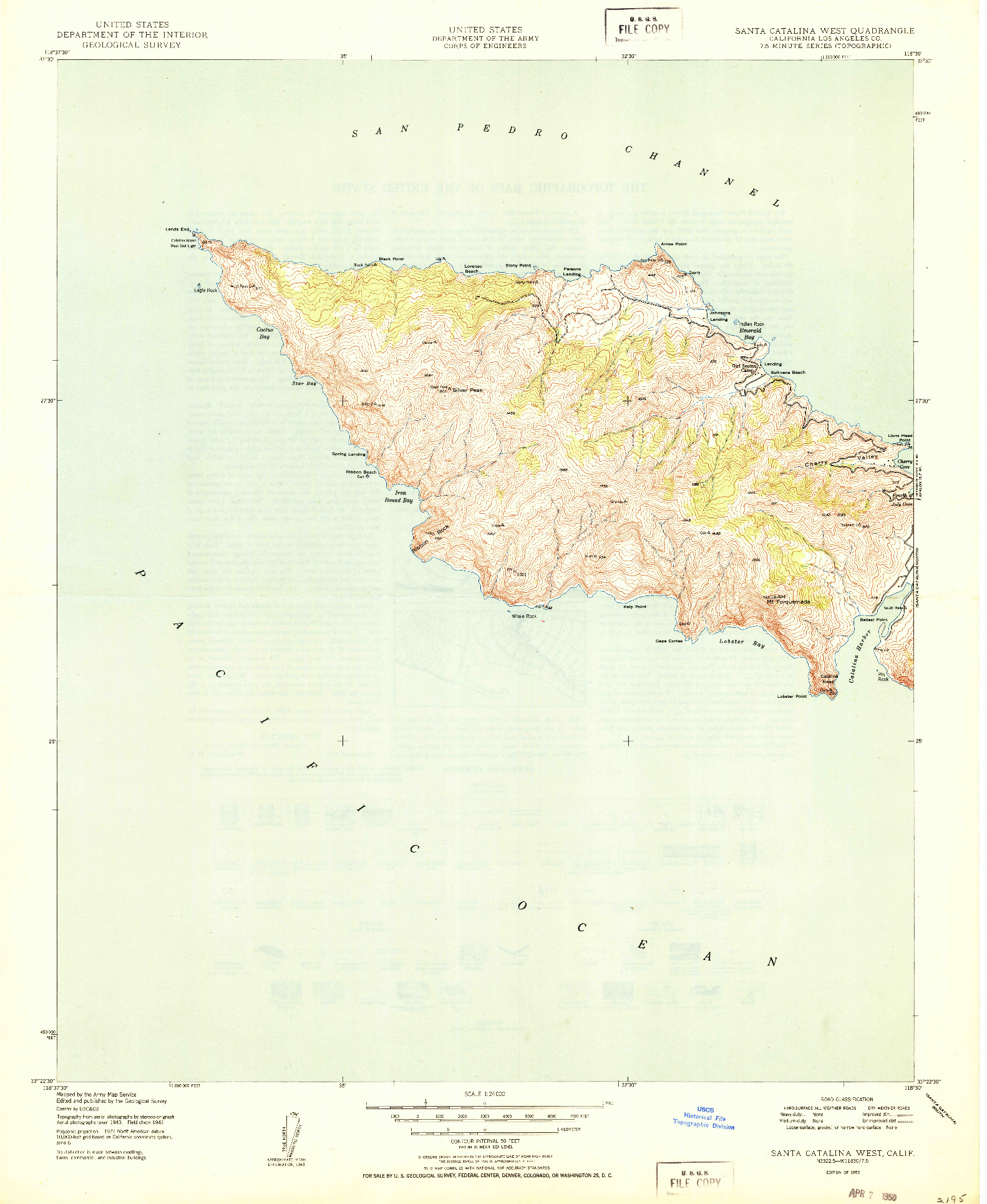 USGS 1:24000-SCALE QUADRANGLE FOR SANTA CATALINA WEST, CA 1950