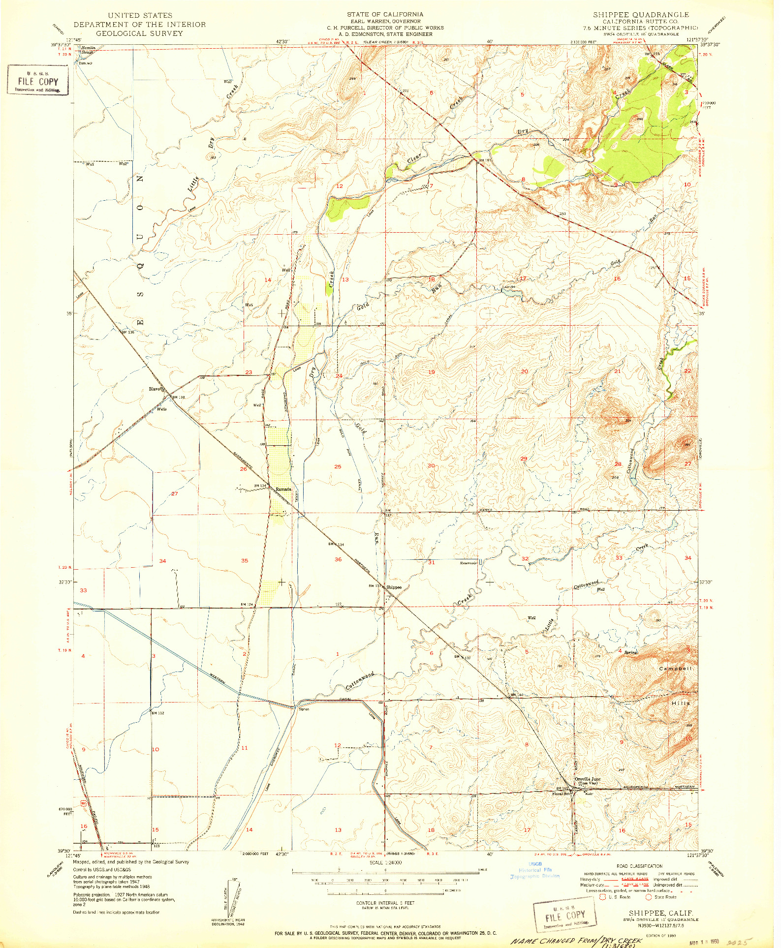 USGS 1:24000-SCALE QUADRANGLE FOR SHIPPEE, CA 1950