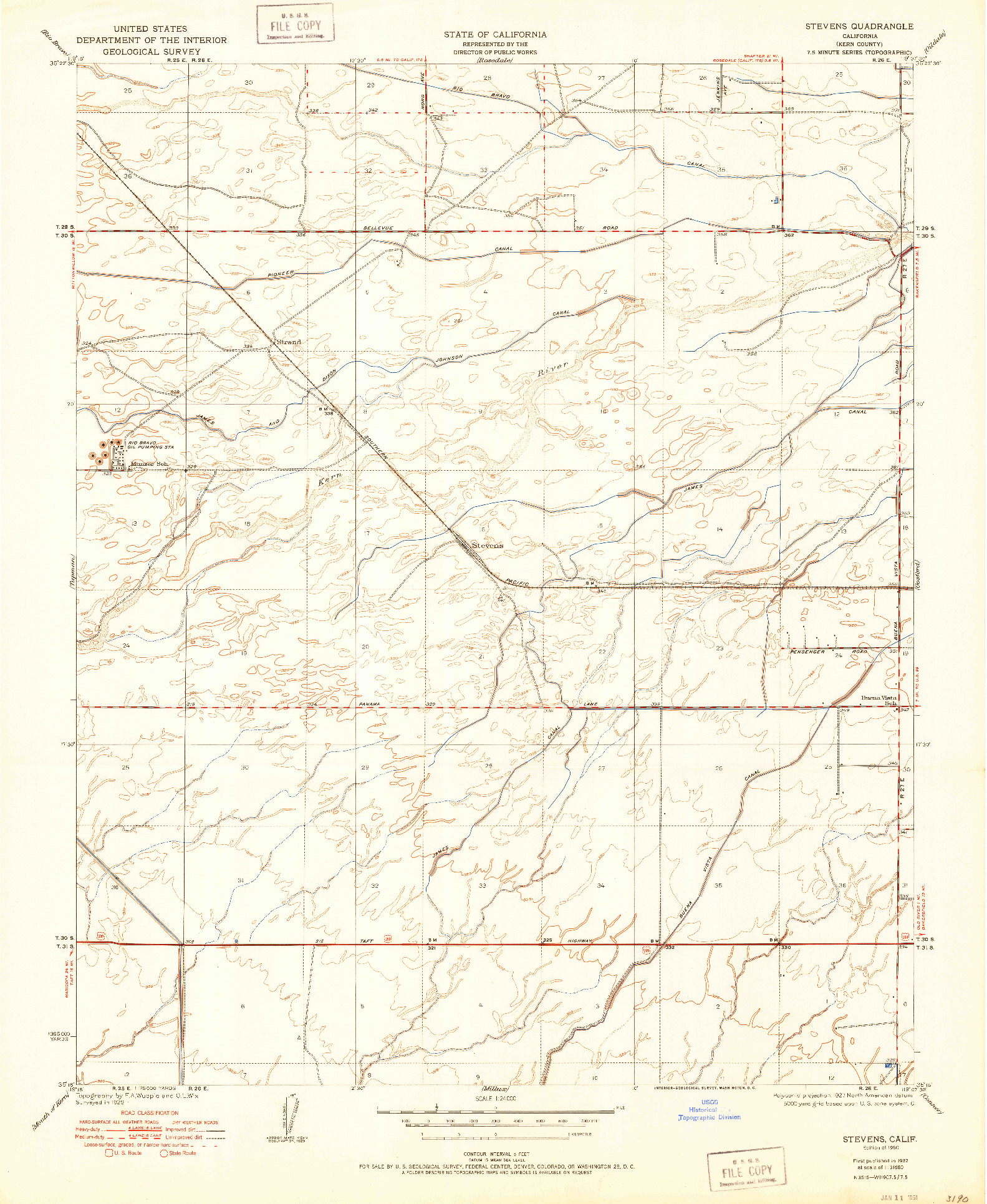 USGS 1:24000-SCALE QUADRANGLE FOR STEVENS, CA 1950