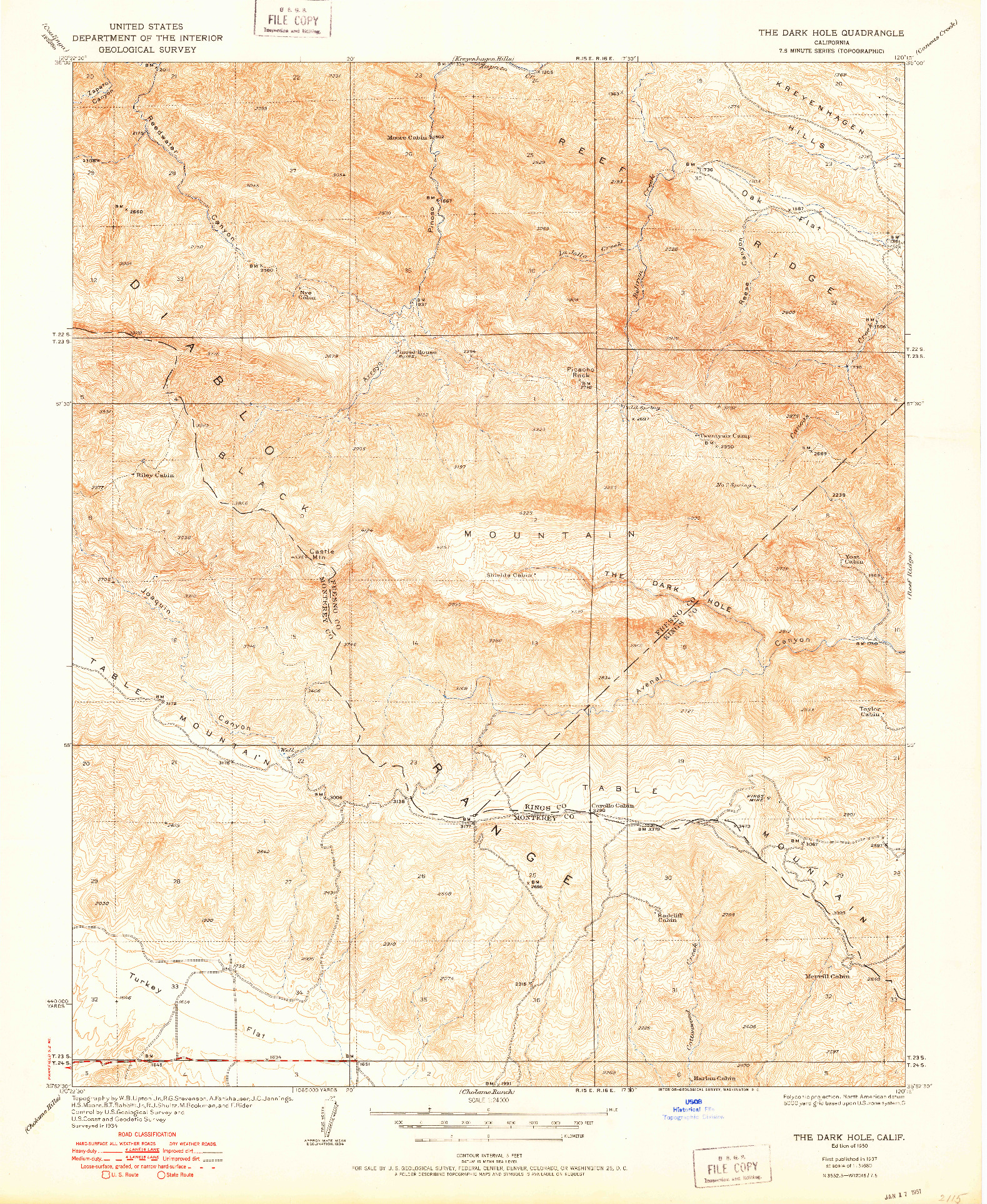 USGS 1:24000-SCALE QUADRANGLE FOR THE DARK HOLE, CA 1950