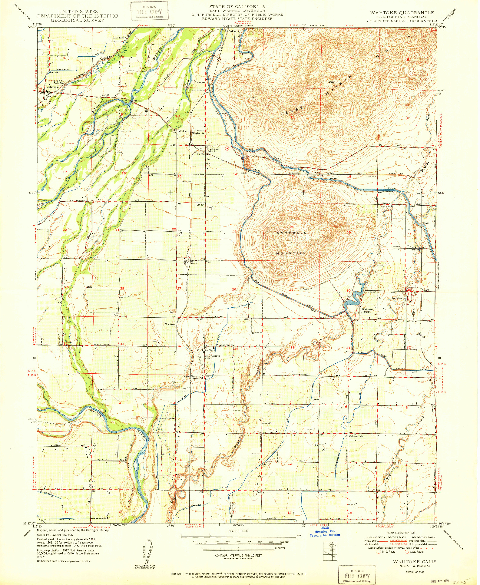USGS 1:24000-SCALE QUADRANGLE FOR WAHTOKE, CA 1950