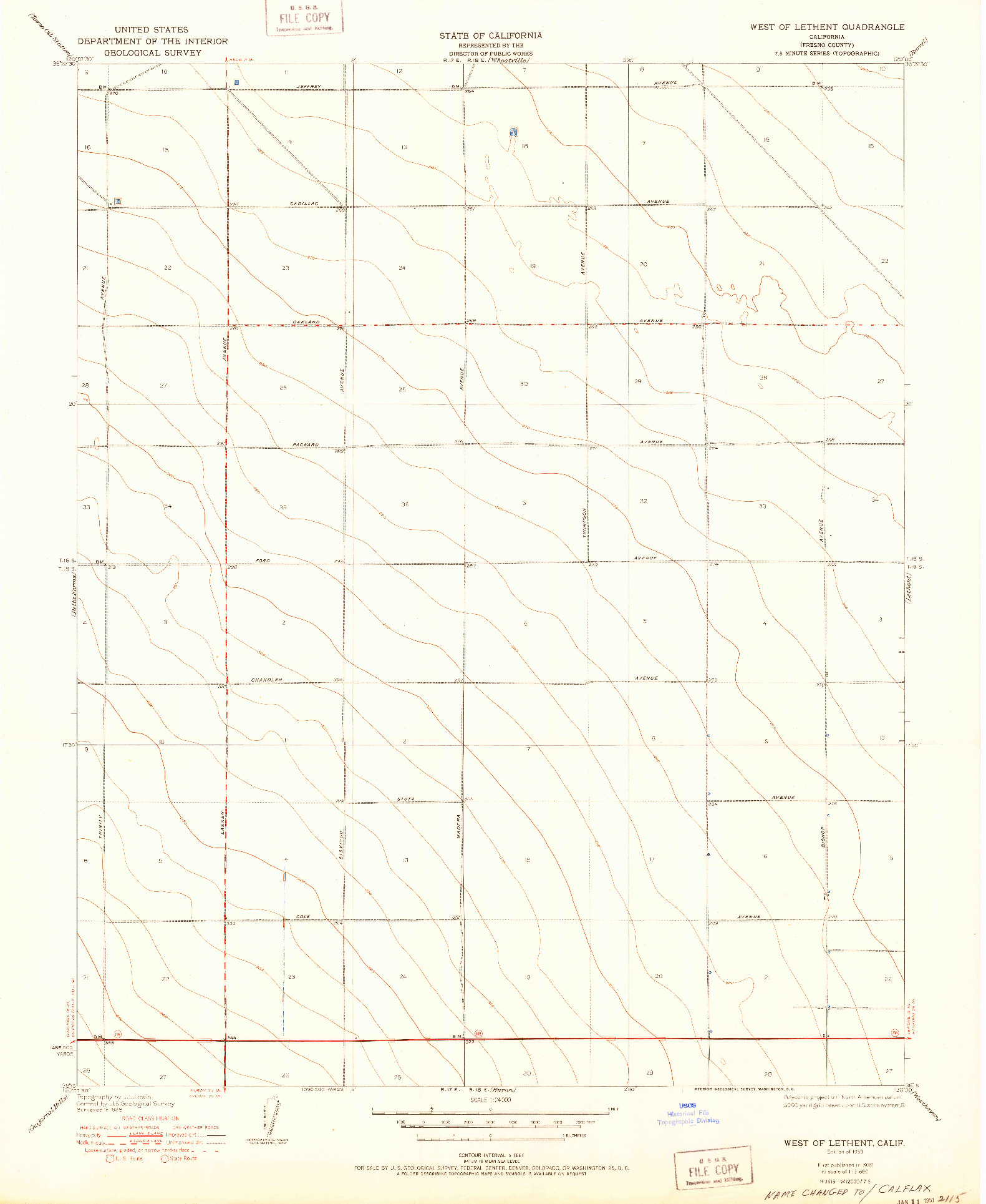 USGS 1:24000-SCALE QUADRANGLE FOR WEST OF LETHENT, CA 1950