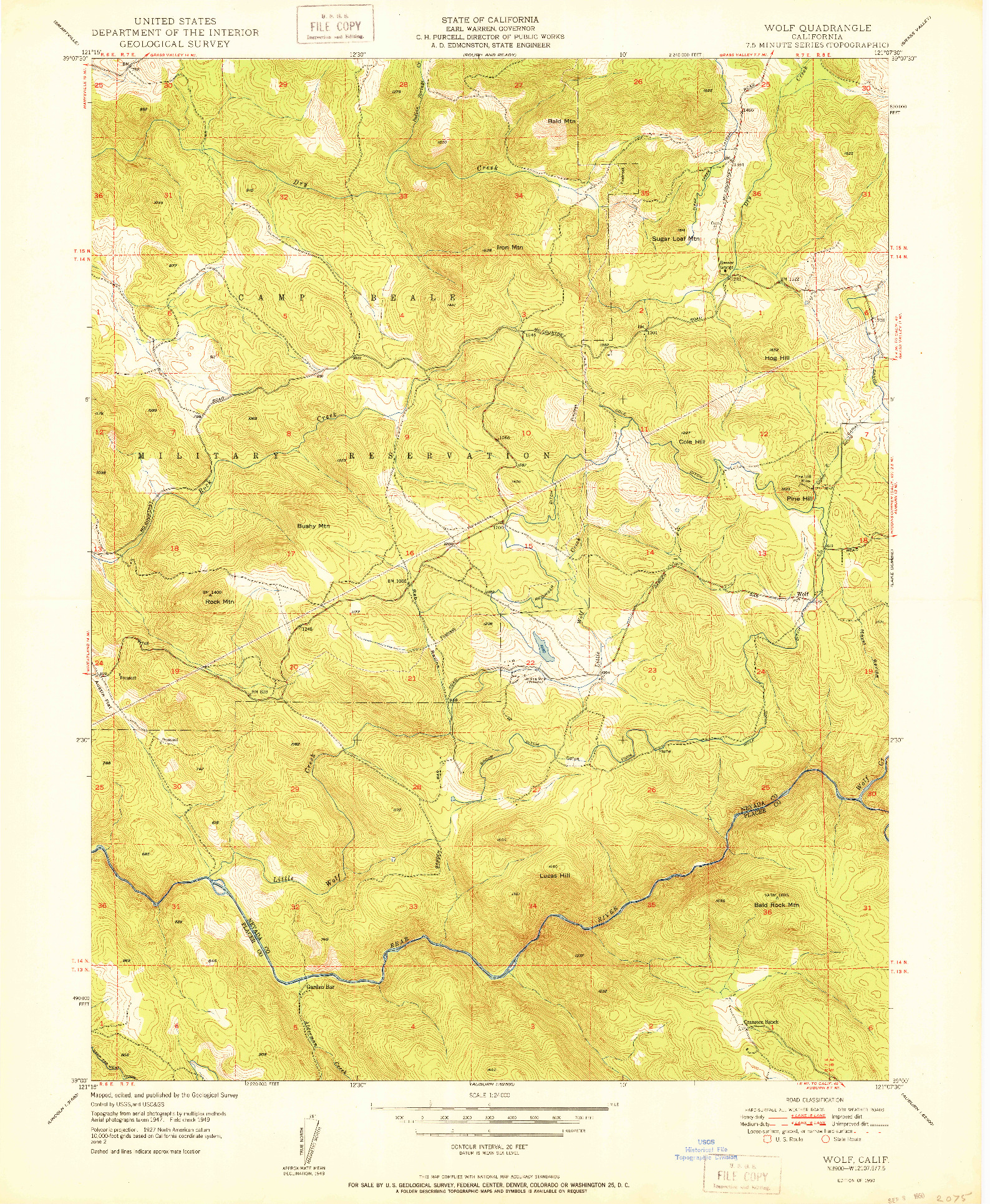 USGS 1:24000-SCALE QUADRANGLE FOR WOLF, CA 1950