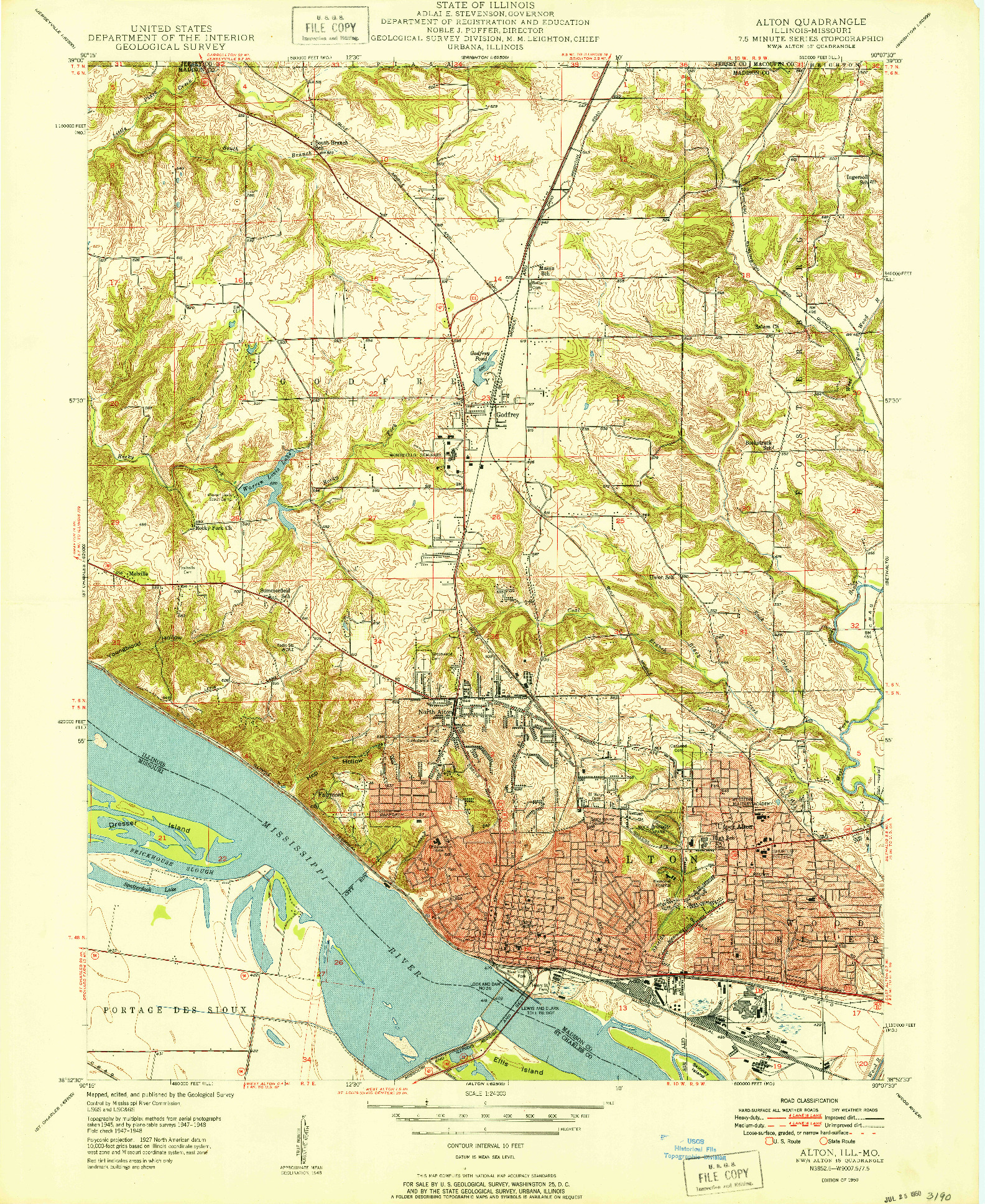 USGS 1:24000-SCALE QUADRANGLE FOR ALTON, IL 1950