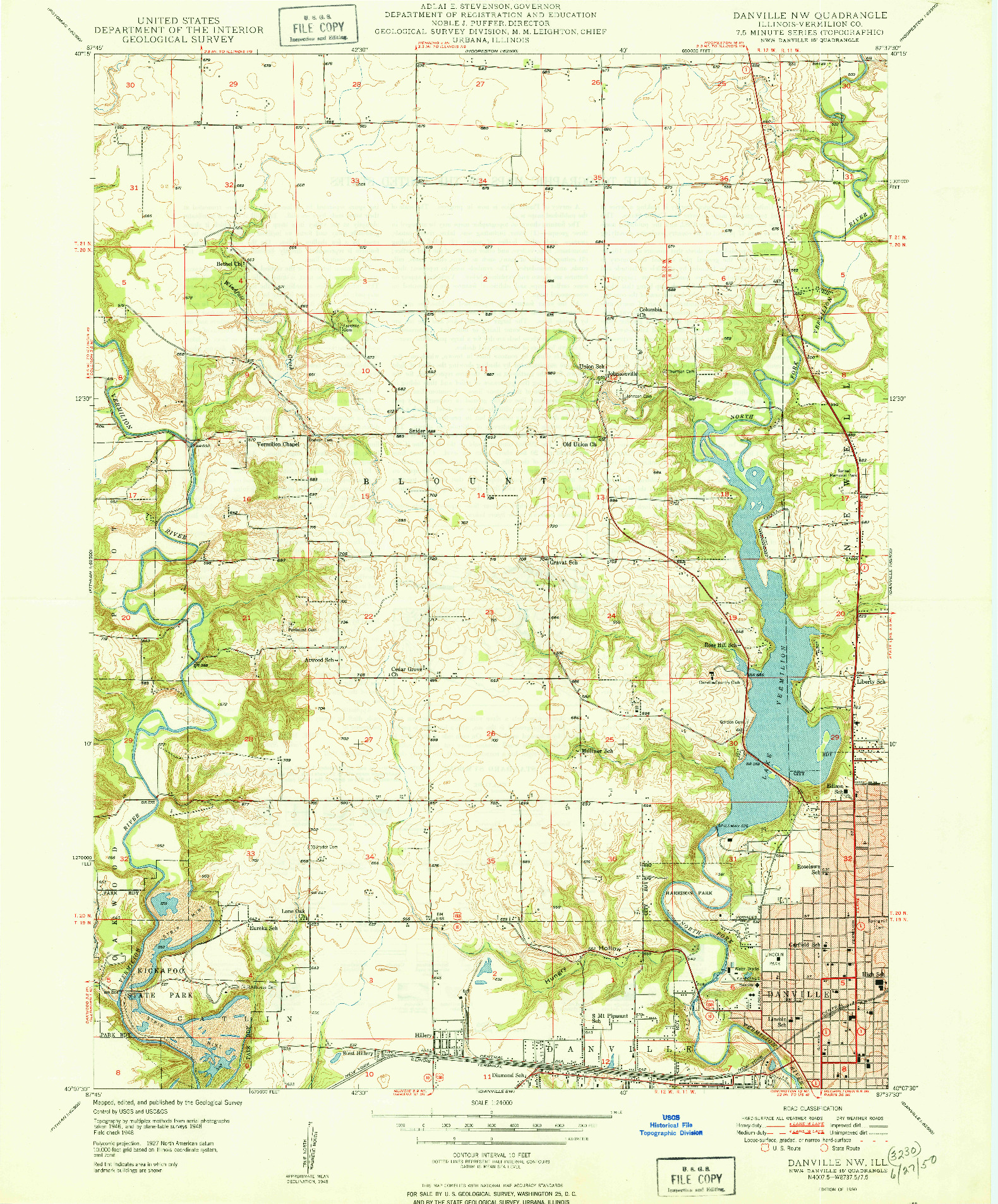 USGS 1:24000-SCALE QUADRANGLE FOR DANVILLE NW, IL 1950