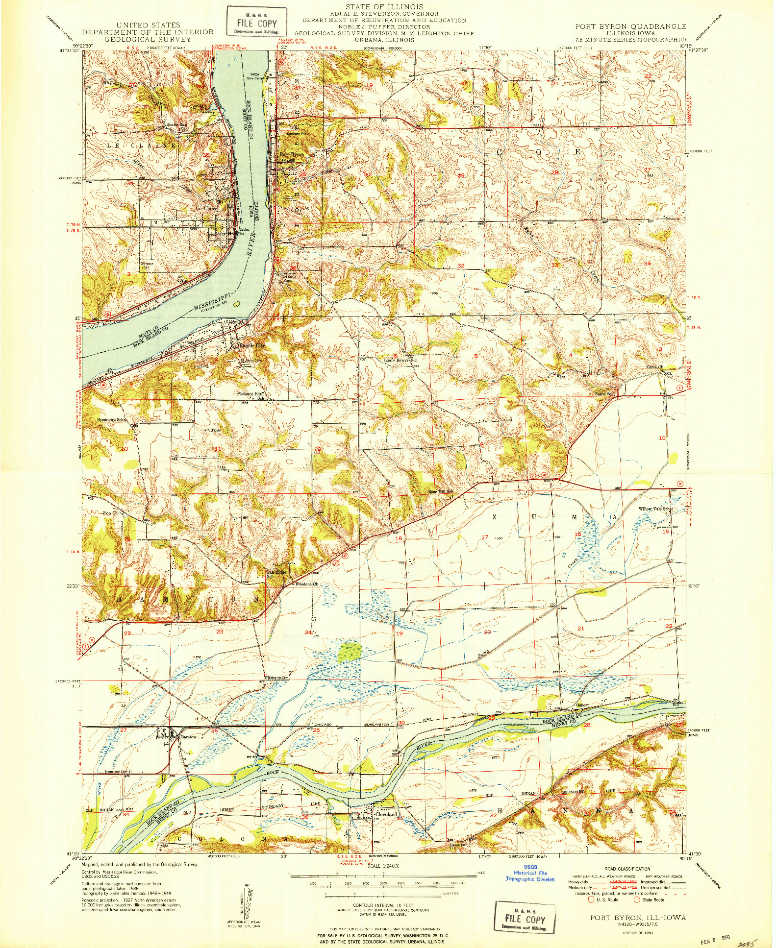 USGS 1:24000-SCALE QUADRANGLE FOR PORT BYRON, IL 1950