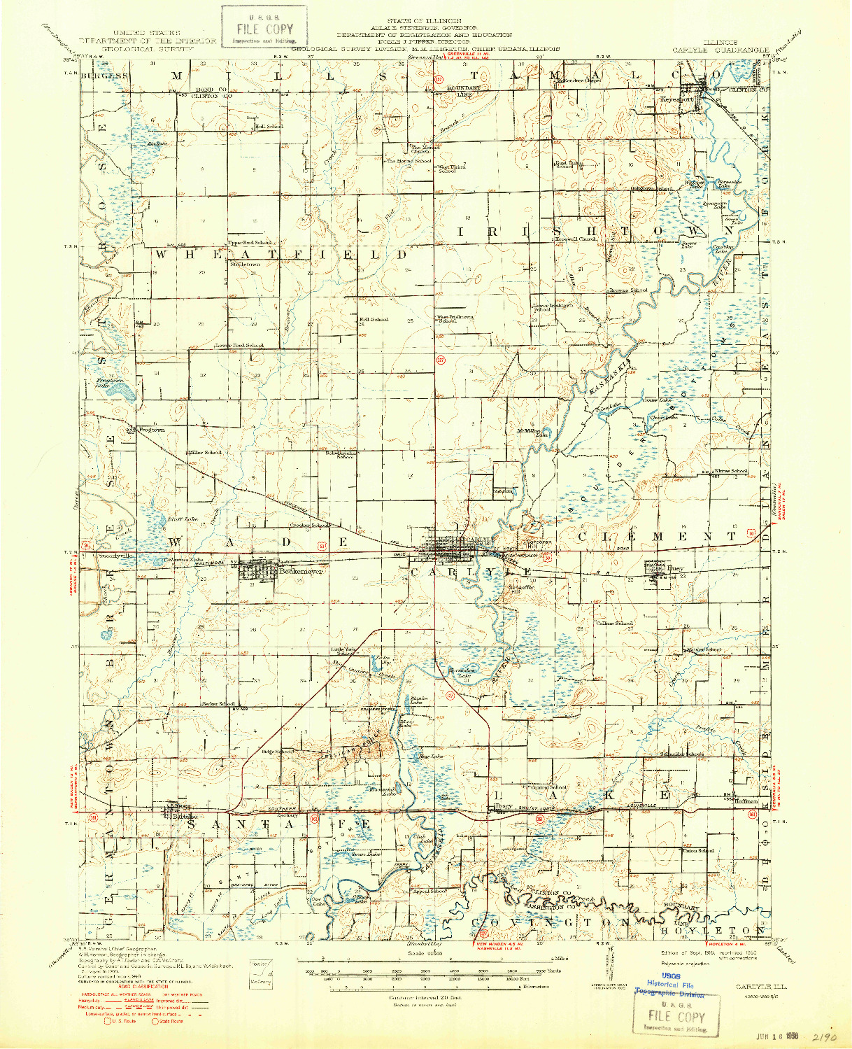 USGS 1:62500-SCALE QUADRANGLE FOR CARLYLE, IL 1910
