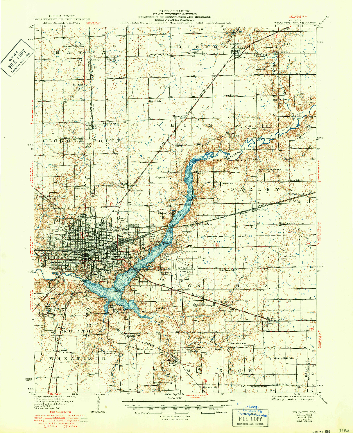 USGS 1:62500-SCALE QUADRANGLE FOR DECATUR, IL 1933