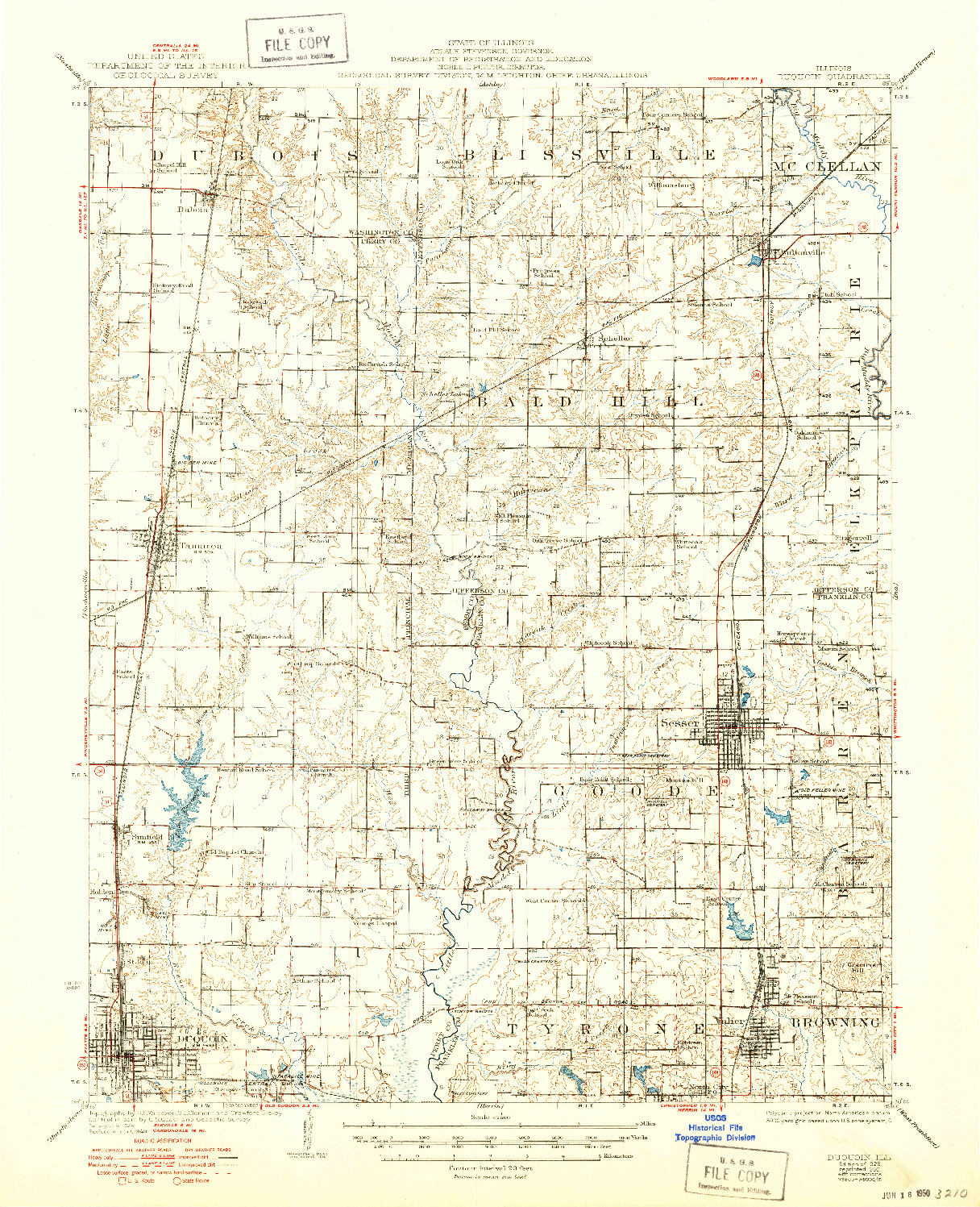 USGS 1:62500-SCALE QUADRANGLE FOR DUQUOIN, IL 1926