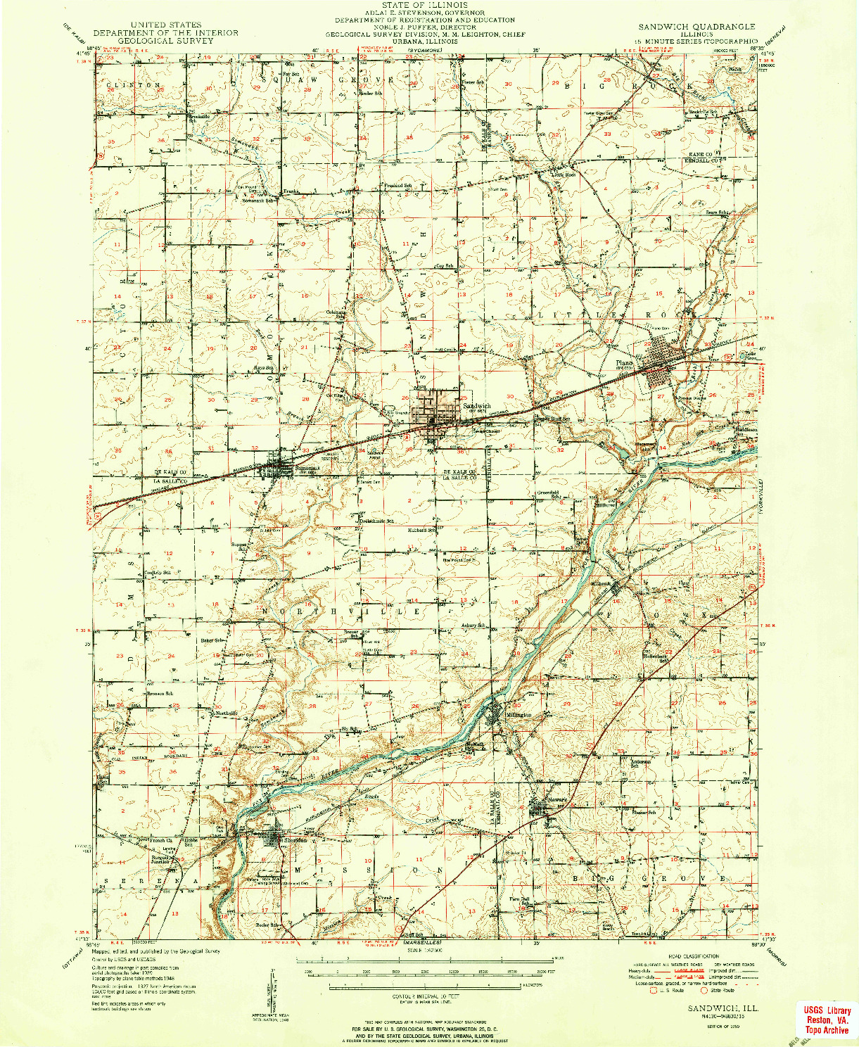 USGS 1:62500-SCALE QUADRANGLE FOR SANDWICH, IL 1950