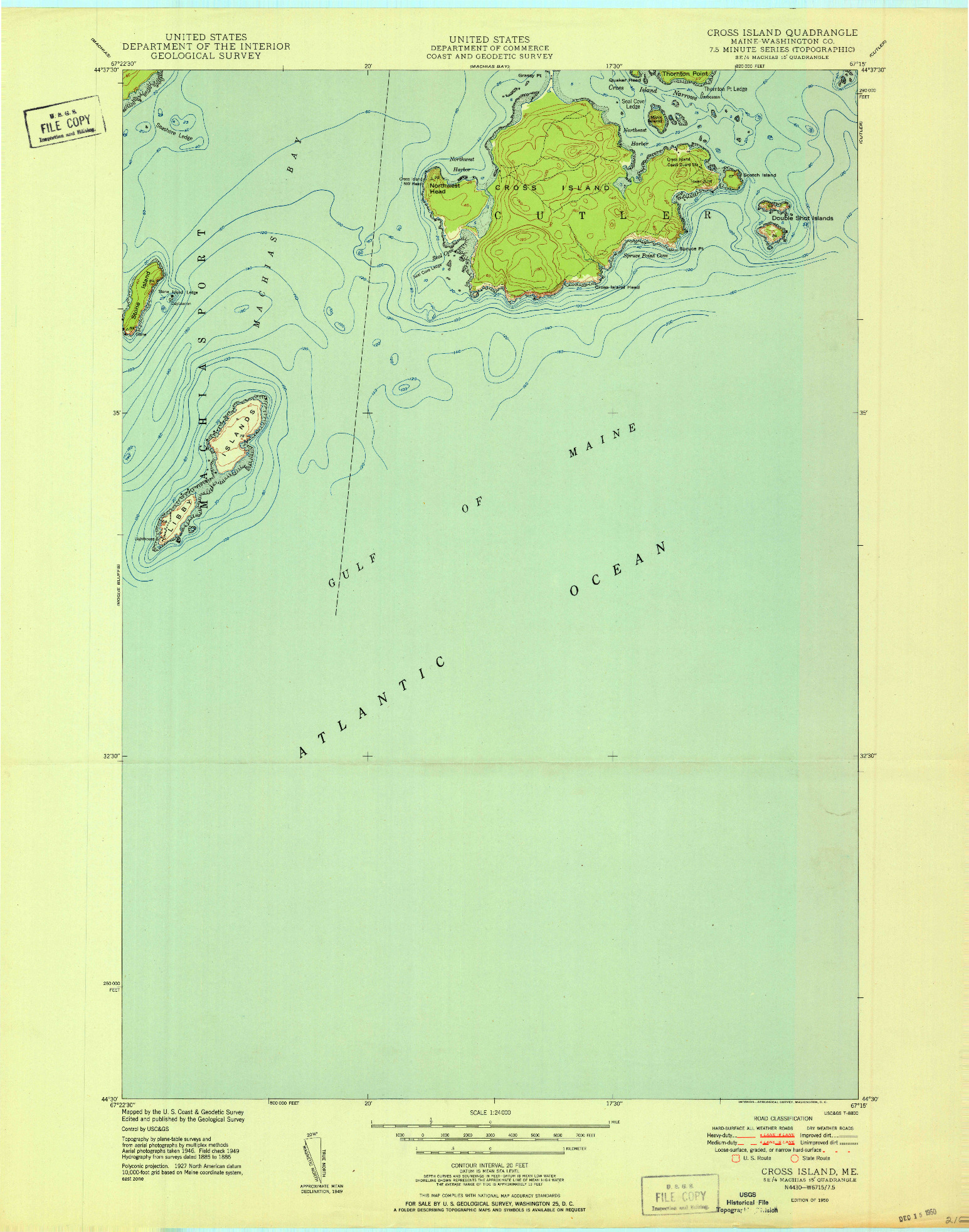 USGS 1:24000-SCALE QUADRANGLE FOR CROSS ISLAND, ME 1950