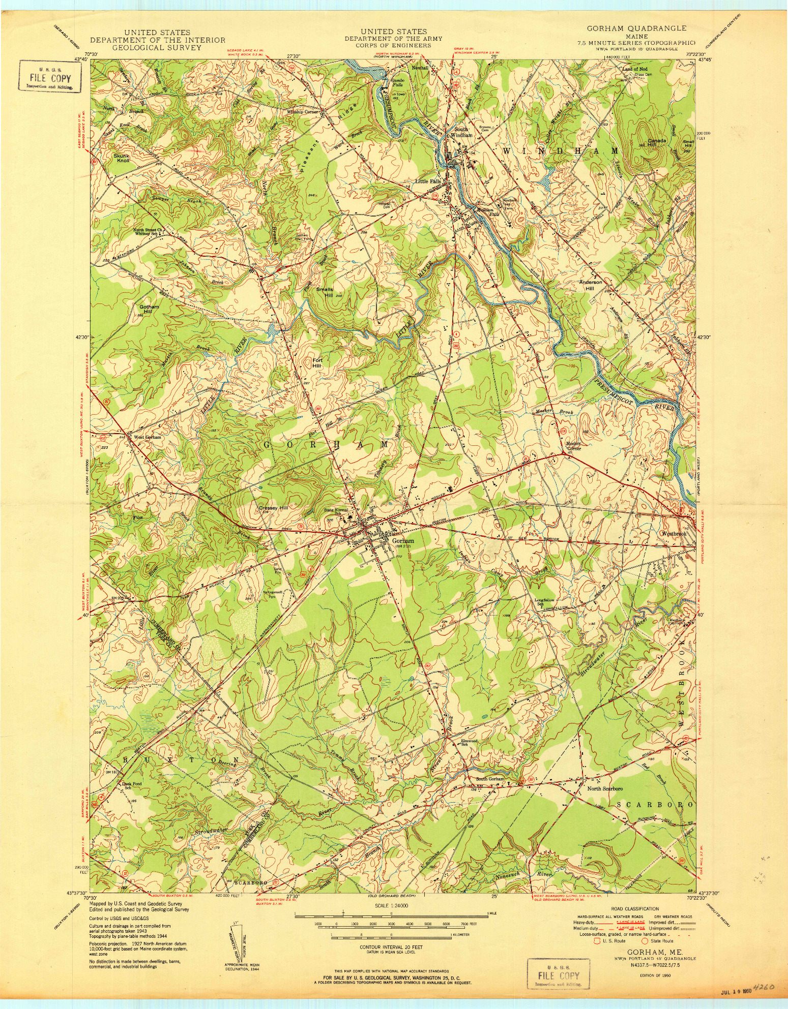 USGS 1:24000-SCALE QUADRANGLE FOR GORHAM, ME 1950
