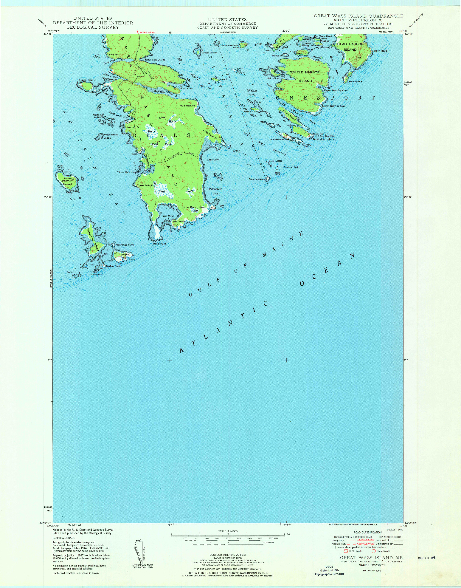 USGS 1:24000-SCALE QUADRANGLE FOR GREAT WASS ISLAND, ME 1950