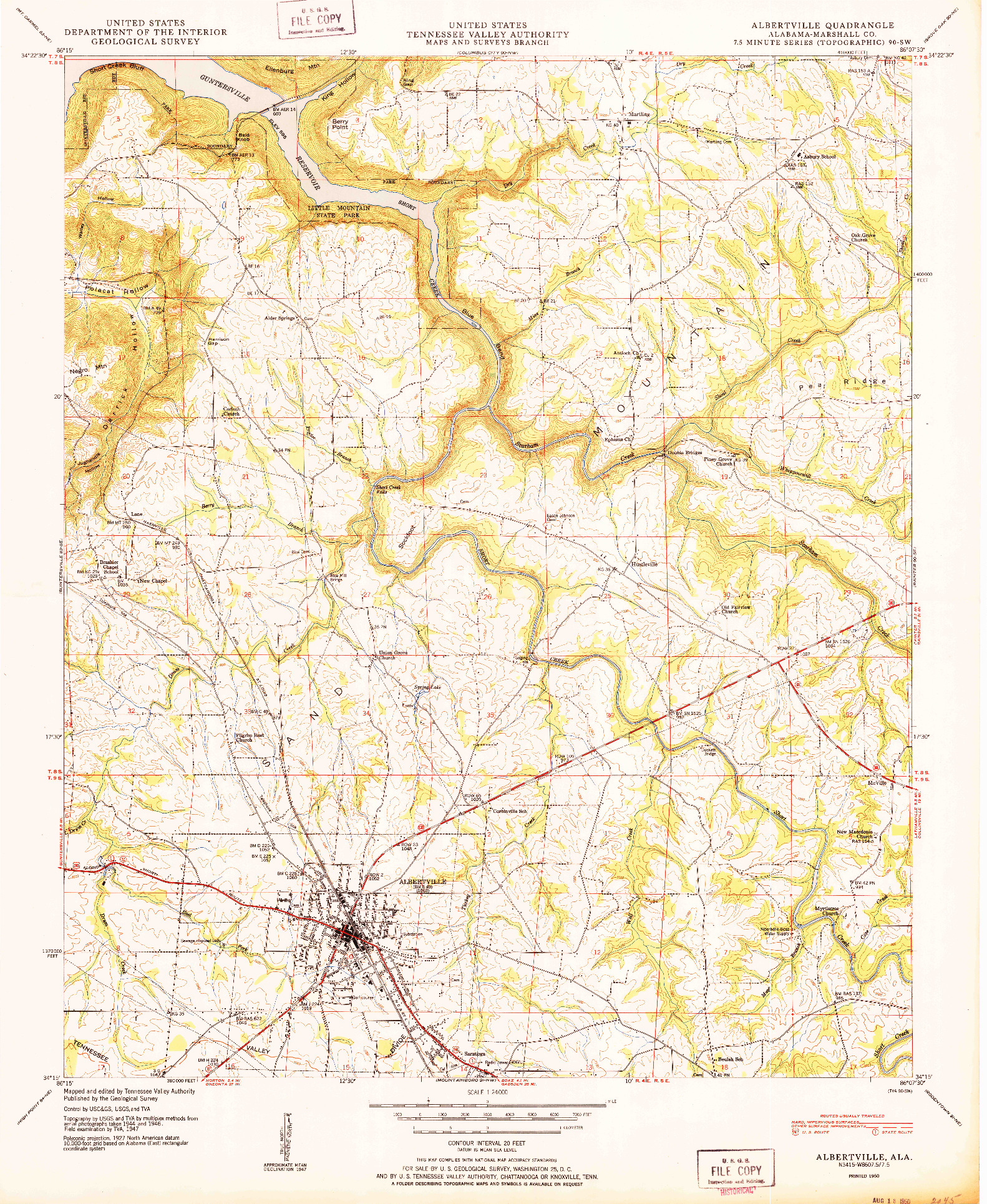 USGS 1:24000-SCALE QUADRANGLE FOR ALBERTVILLE, AL 1950