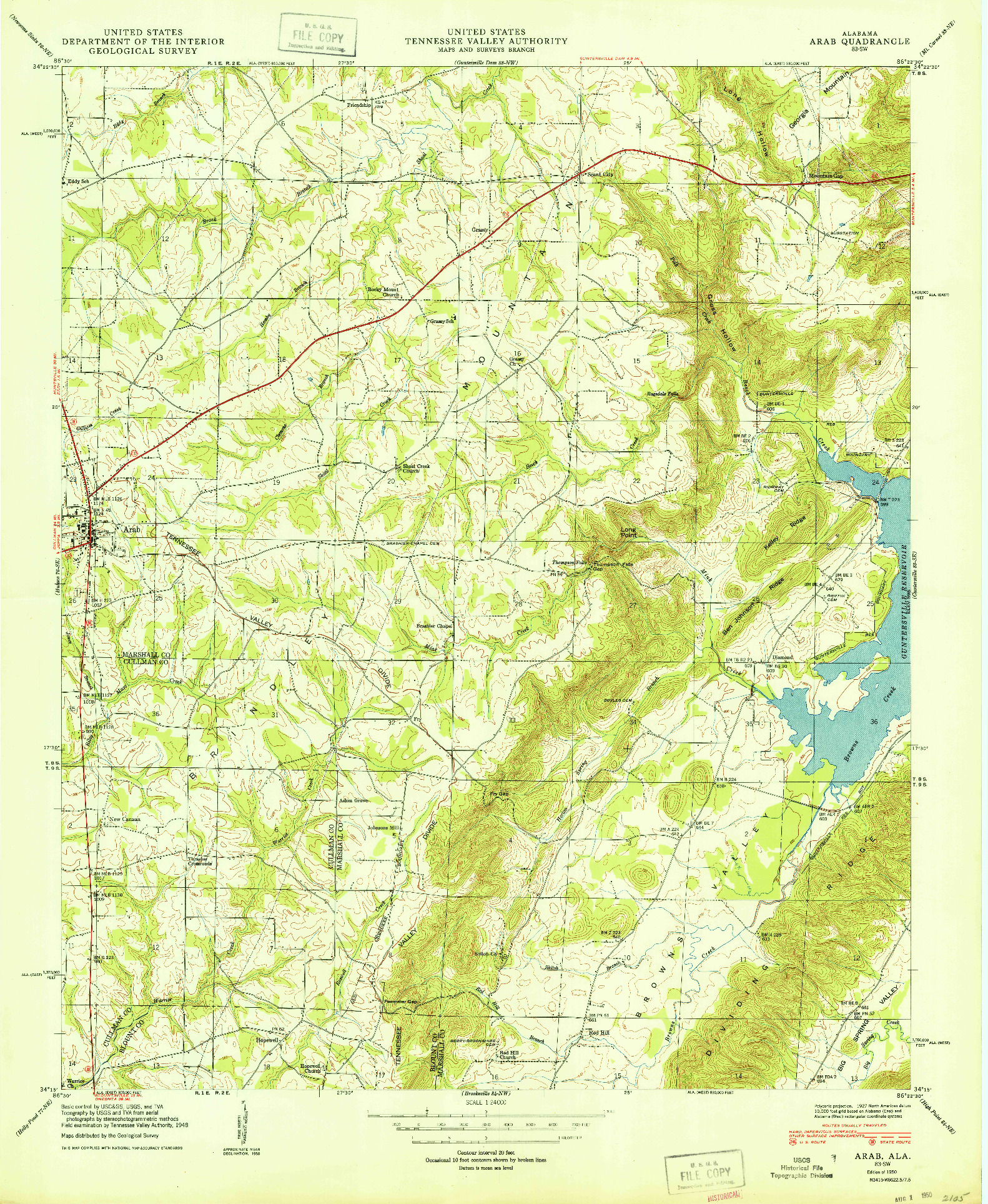 USGS 1:24000-SCALE QUADRANGLE FOR ARAB, AL 1950