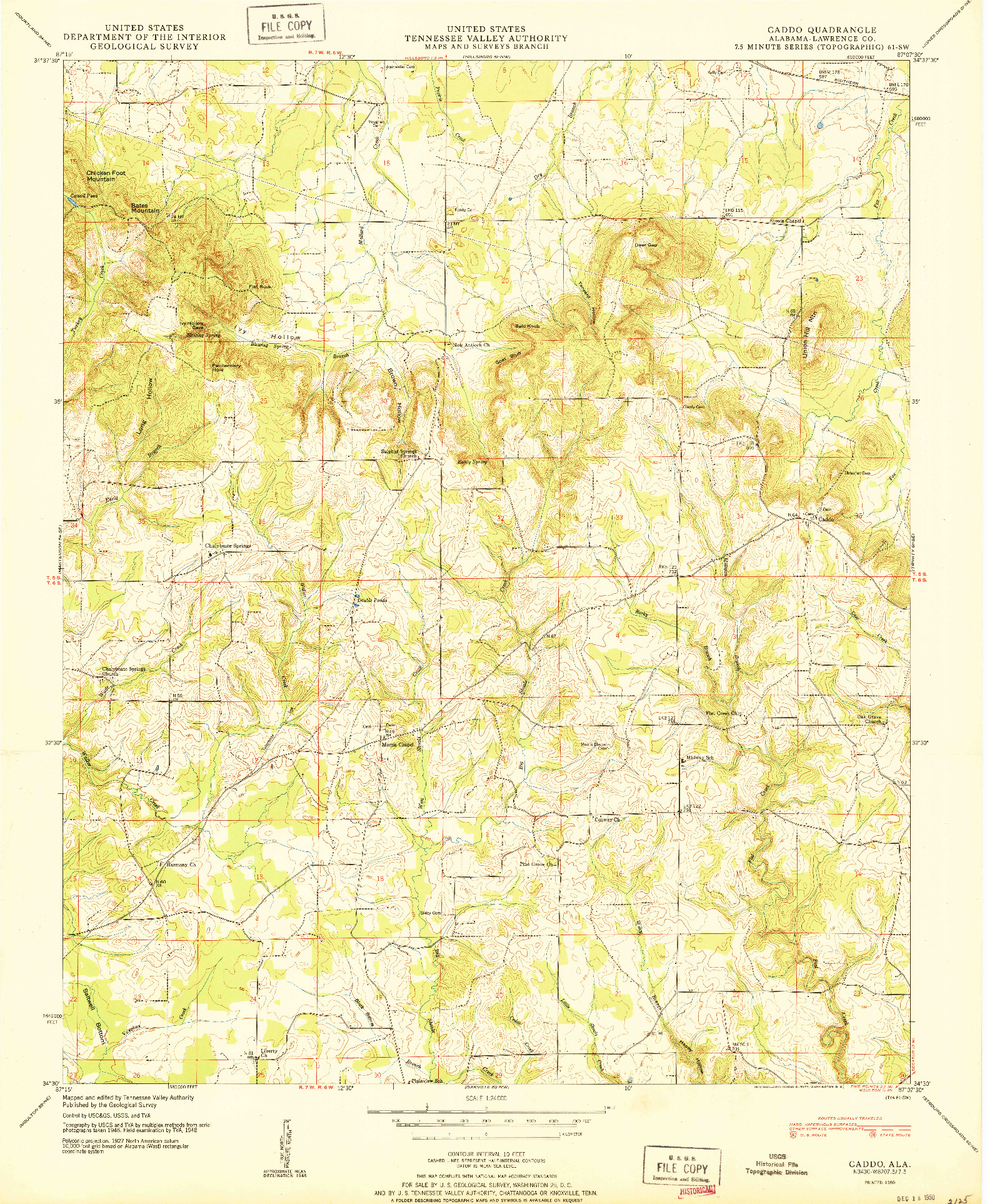 USGS 1:24000-SCALE QUADRANGLE FOR CADDO, AL 1950