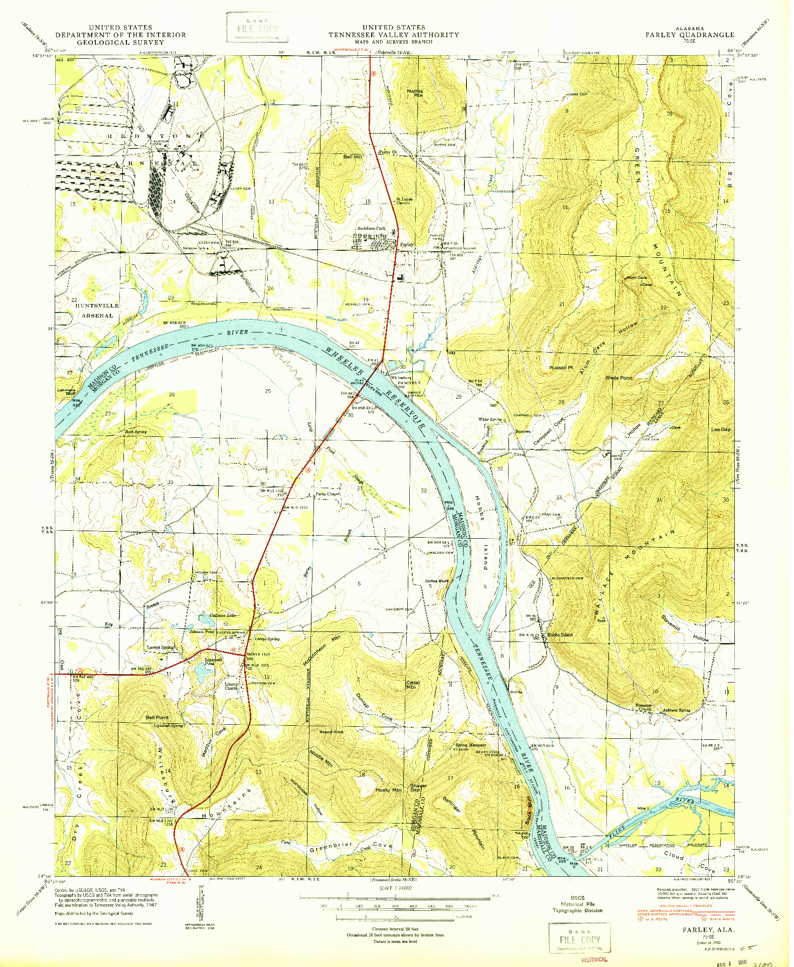 USGS 1:24000-SCALE QUADRANGLE FOR FARLEY, AL 1950