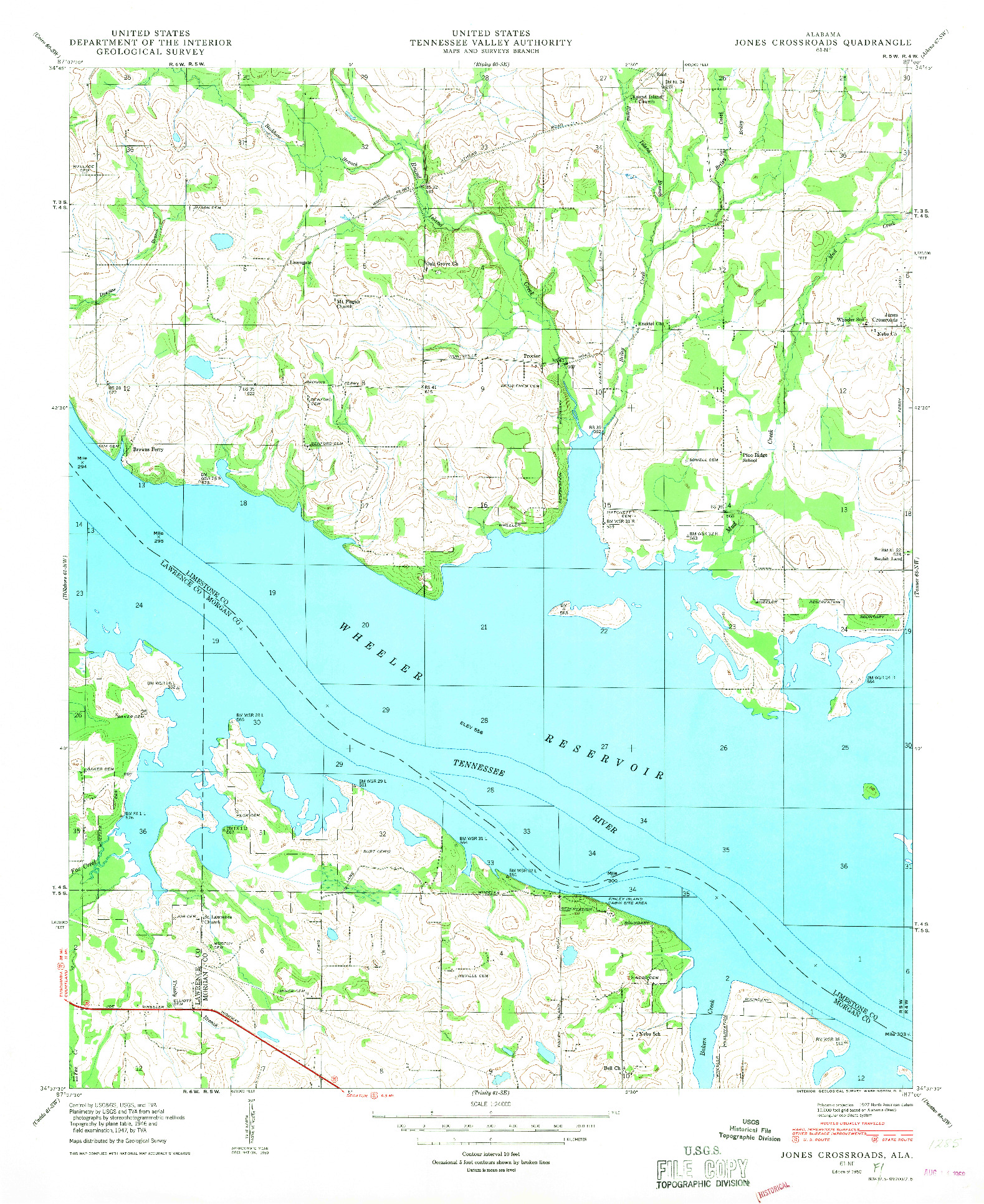 USGS 1:24000-SCALE QUADRANGLE FOR JONES CROSSROADS, AL 1950